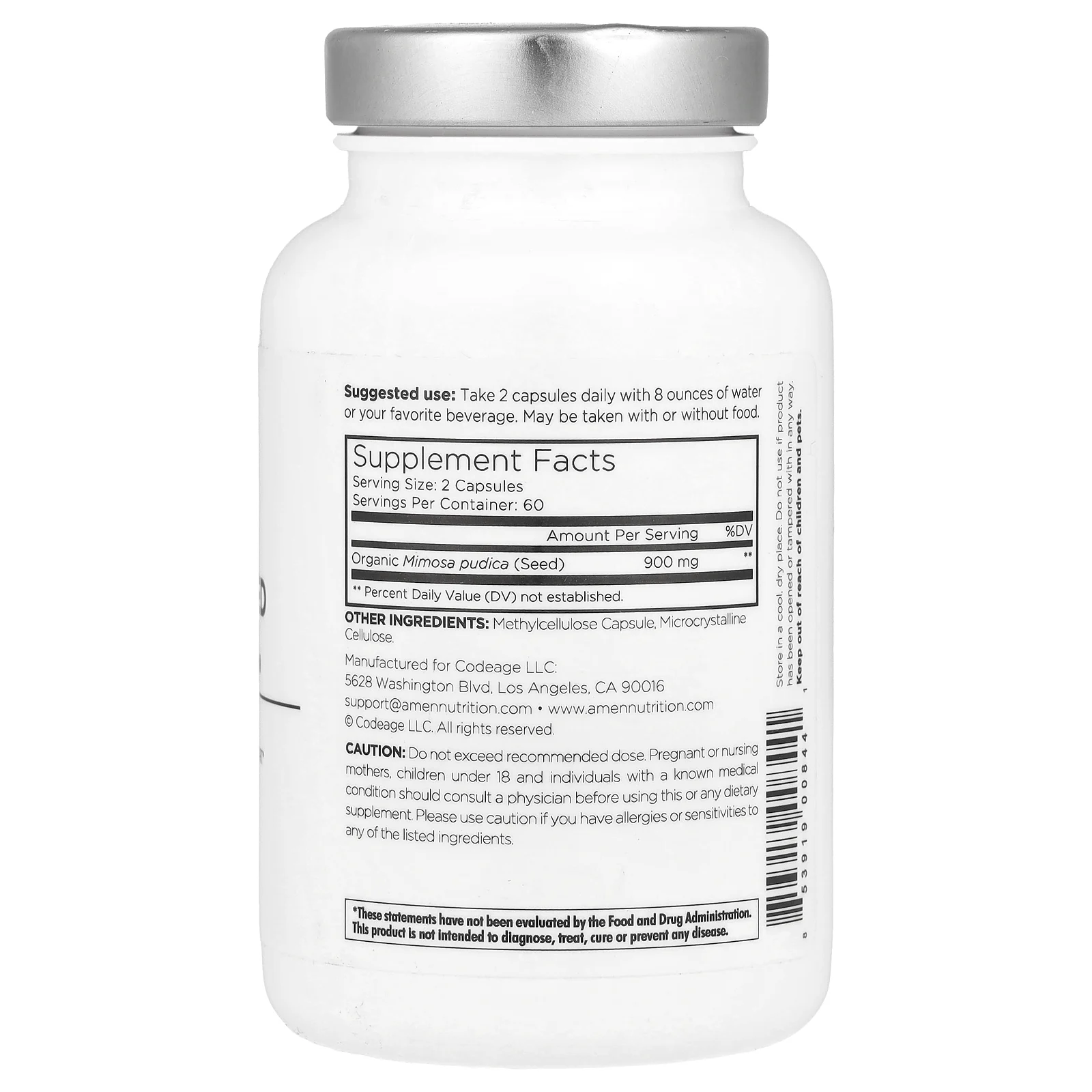 Codeage, Amen, семена мимозы стручковой, 120 растительных капсул