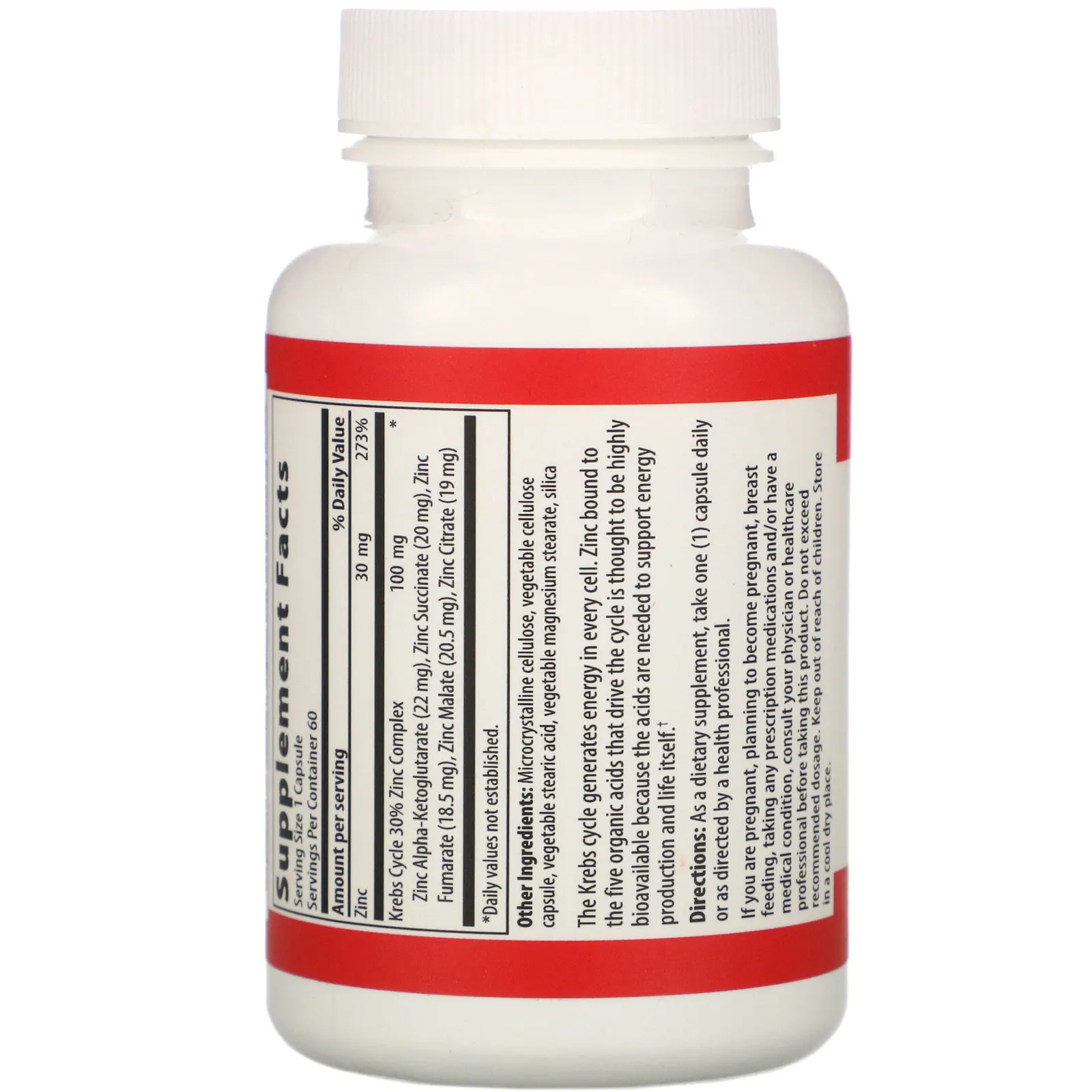 Vibrant Health, Krebs Zinc, 60 растительных капсул