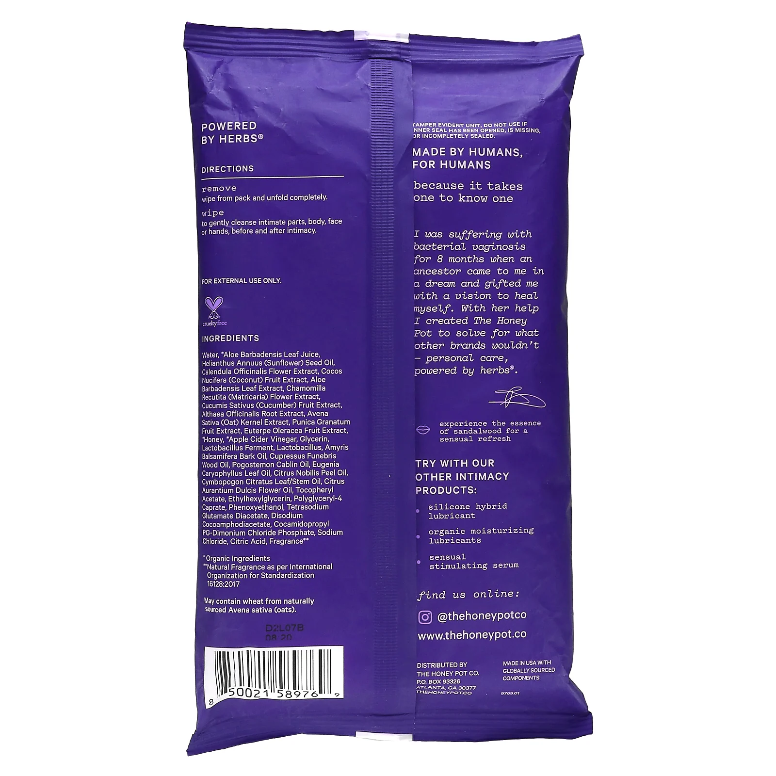 The Honey Pot Company, Салфетки для интимной гигиены, 20 шт.