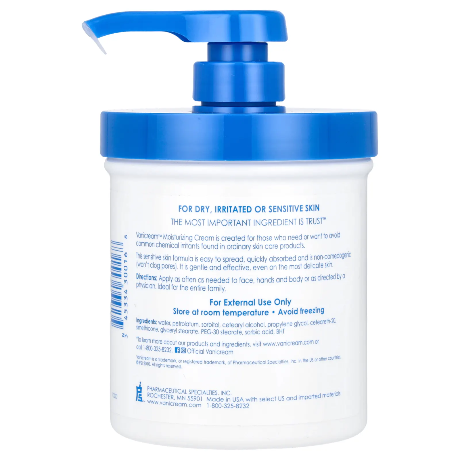 Vanicream, Увлажняющий крем, для чувствительной кожи, 1 фунт (453 г)