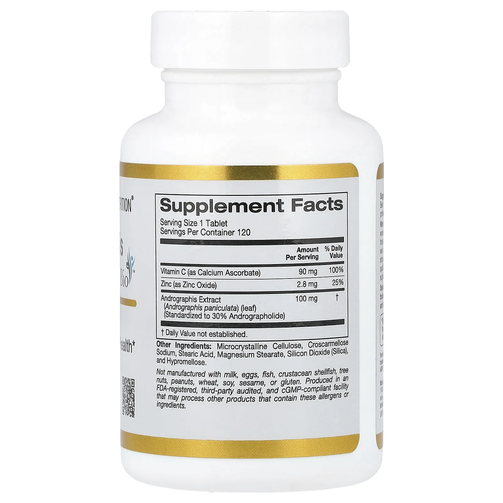 California Gold Nutrition, добавка для укрепления иммунитета на основе андрографиса с экстрактом AP-Bio, 100 мг, 120 таблеток