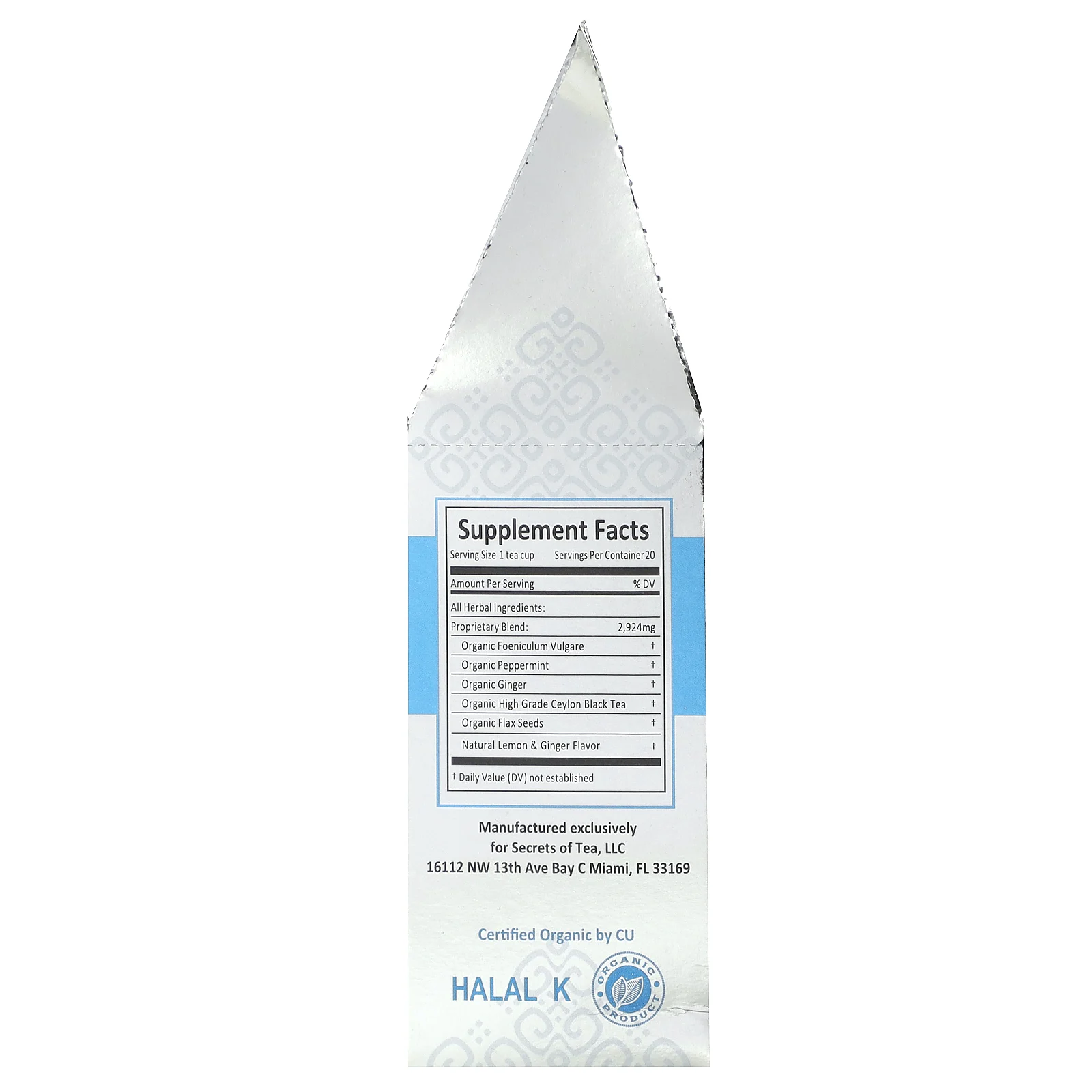 Secrets of Tea, органический детокс-чай из толстой кишки, 20 чайных пакетиков, 40 г (1,41 унции)