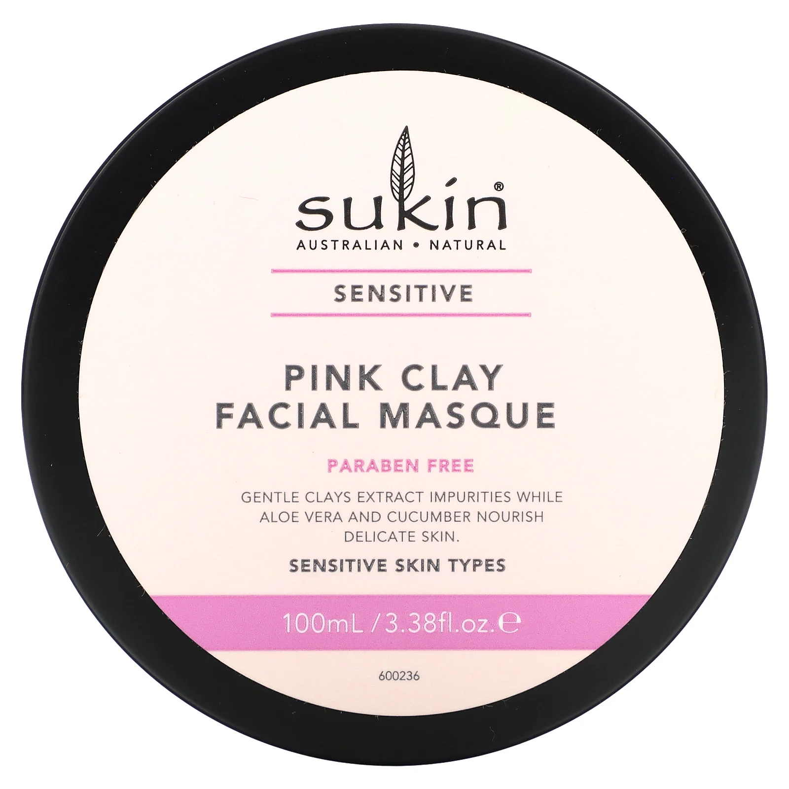 Sukin, Маска для лица с розовой глиной, для чувствительной кожи, 100 мл (3,38 жидк. Унции)