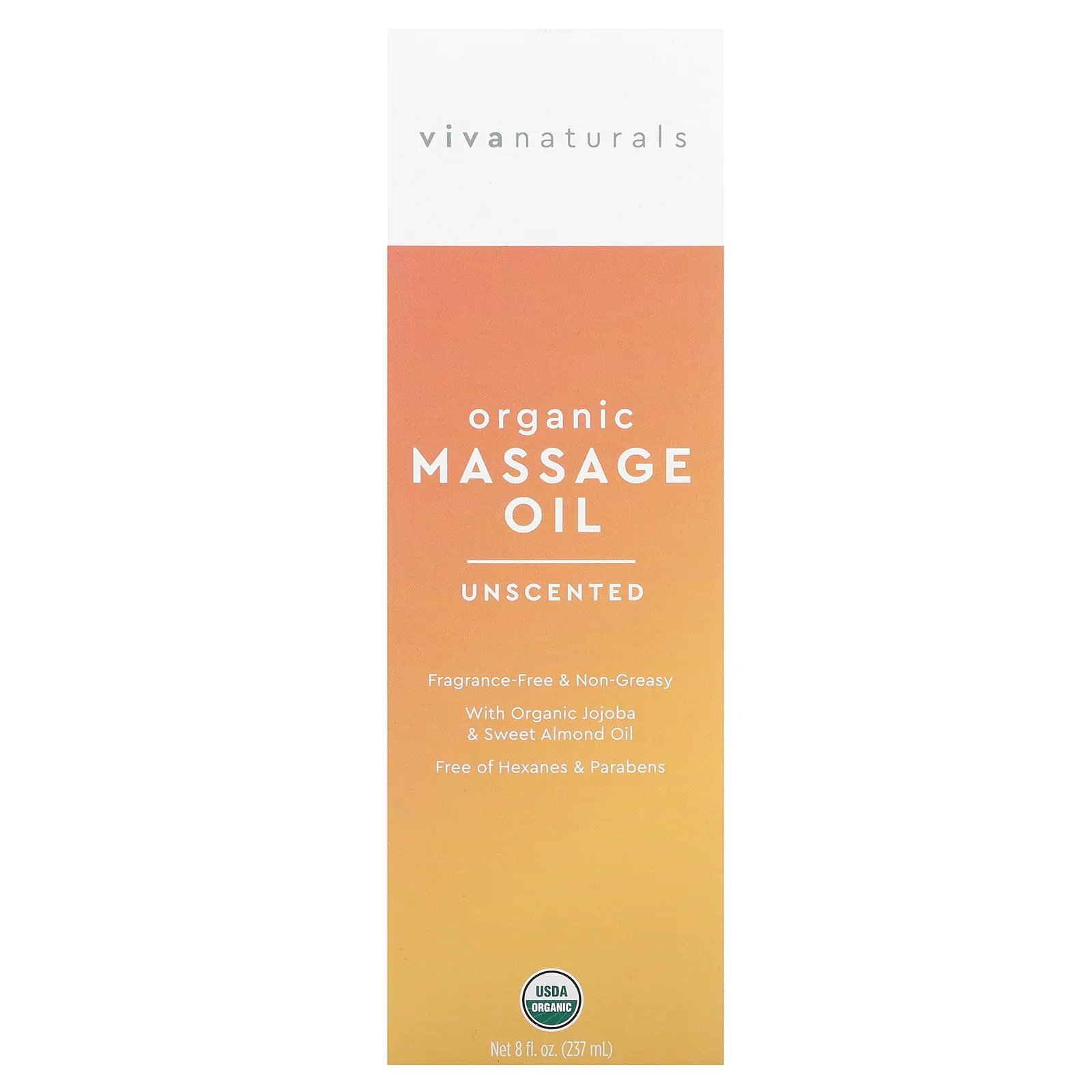 Viva Naturals, Organic Massage Oil, Unscented, 8 fl oz (237 ml)