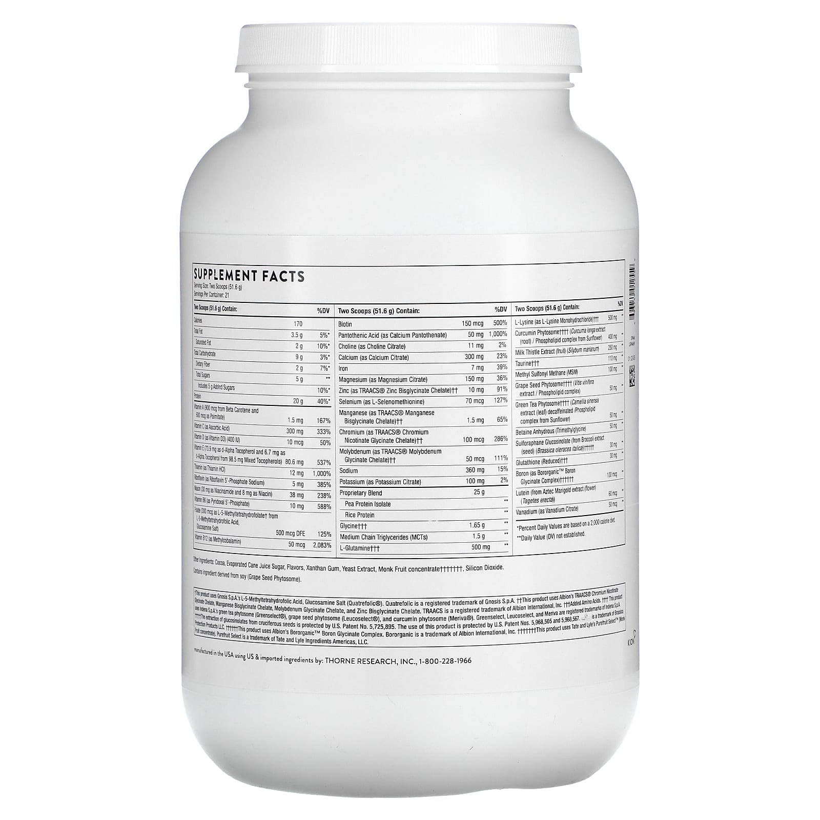 Thorne, MediClear-SGS, с шоколадным вкусом, 1082 г (38,2 унции)