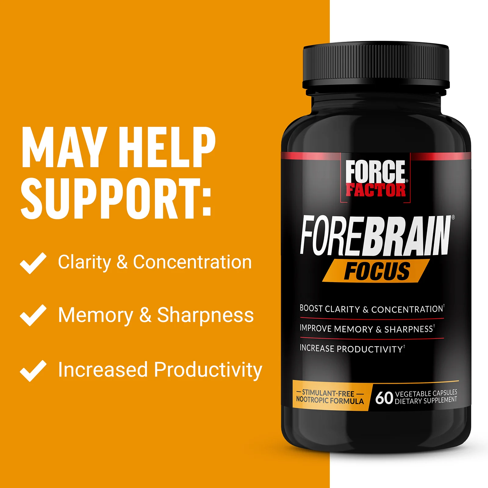 Force Factor, Forebrain Focus, 60 растительных капсул