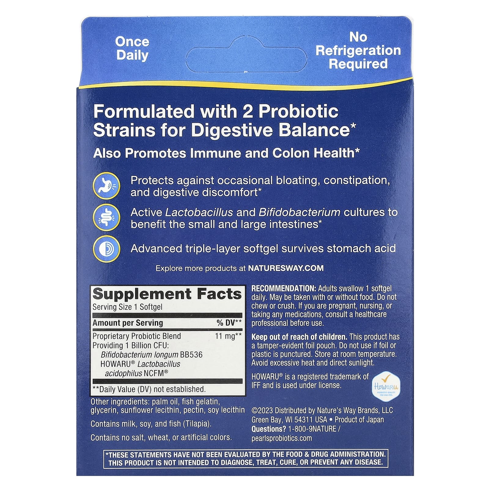 Nature's Way, Пробиотический жемчуг Acidophilus, 1 млрд КОЕ, 30 мягких таблеток