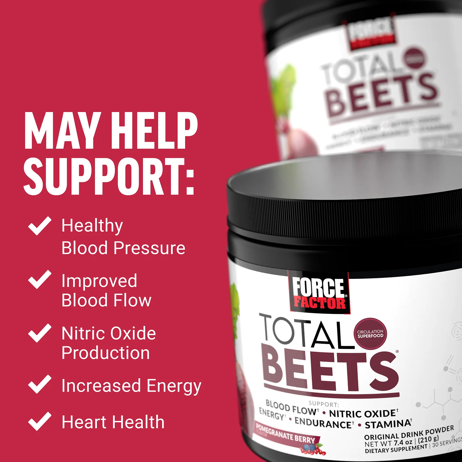 Force Factor, Total Beets, оригинальный напиток в порошке, свекла и ягоды граната, 210 г (7,4 унции)