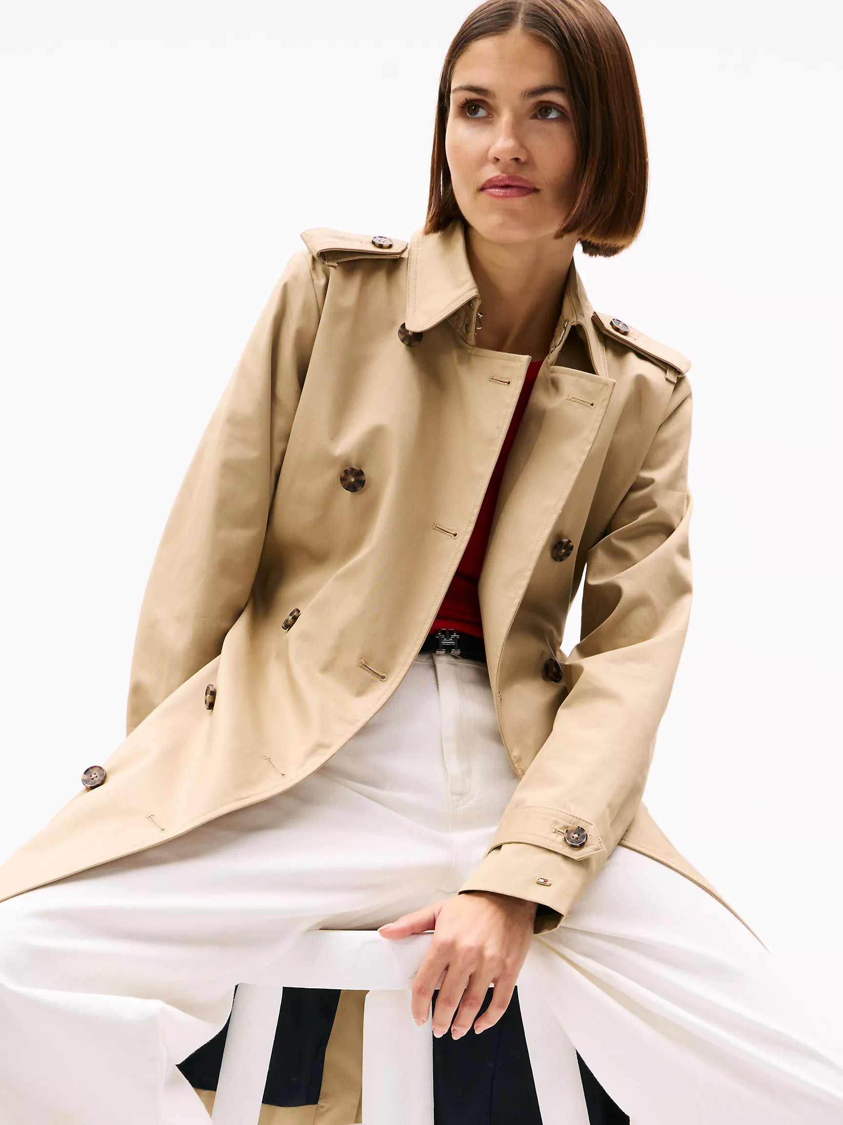 Женское пальто Tommy Hilfiger, Двубортный тренч с поясом