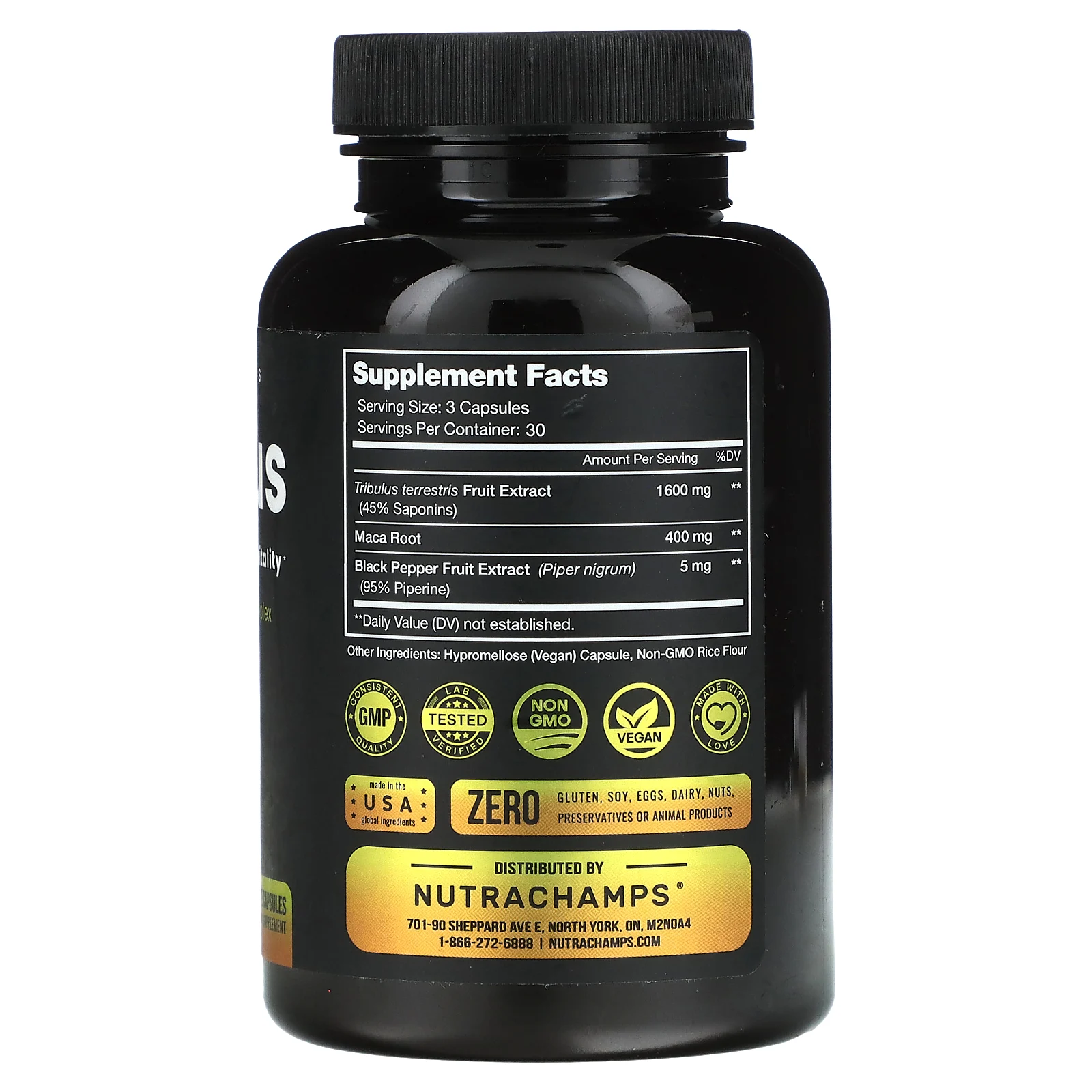 NutraChamps, якорцы, с повышенной силой действия, 2000 мг, 90 растительных капсул (666 мг в 1 капсуле)