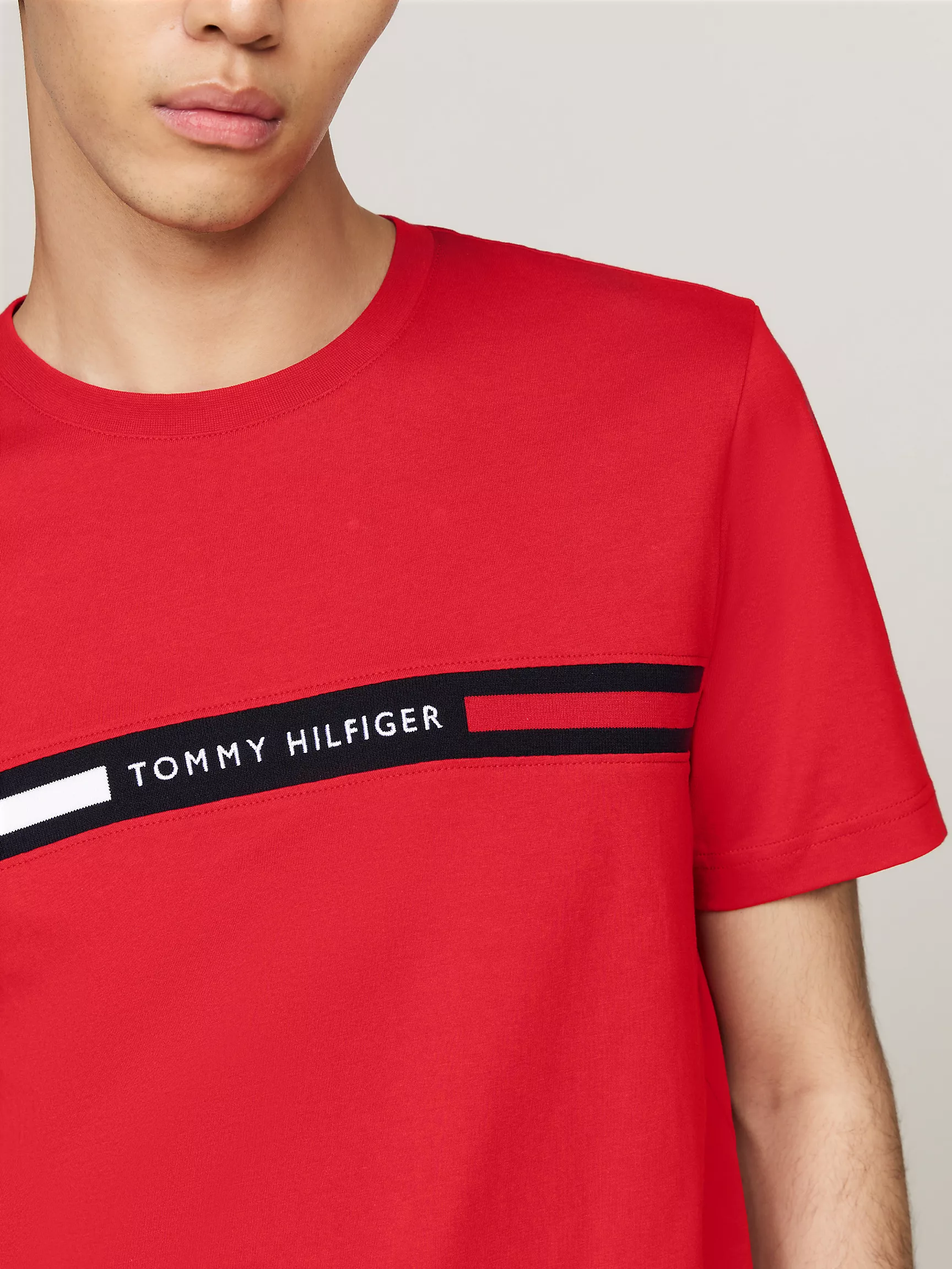 Мужская футболка Tommy Hilfiger, Футболка Tommy с ребристой вставкой и логотипом