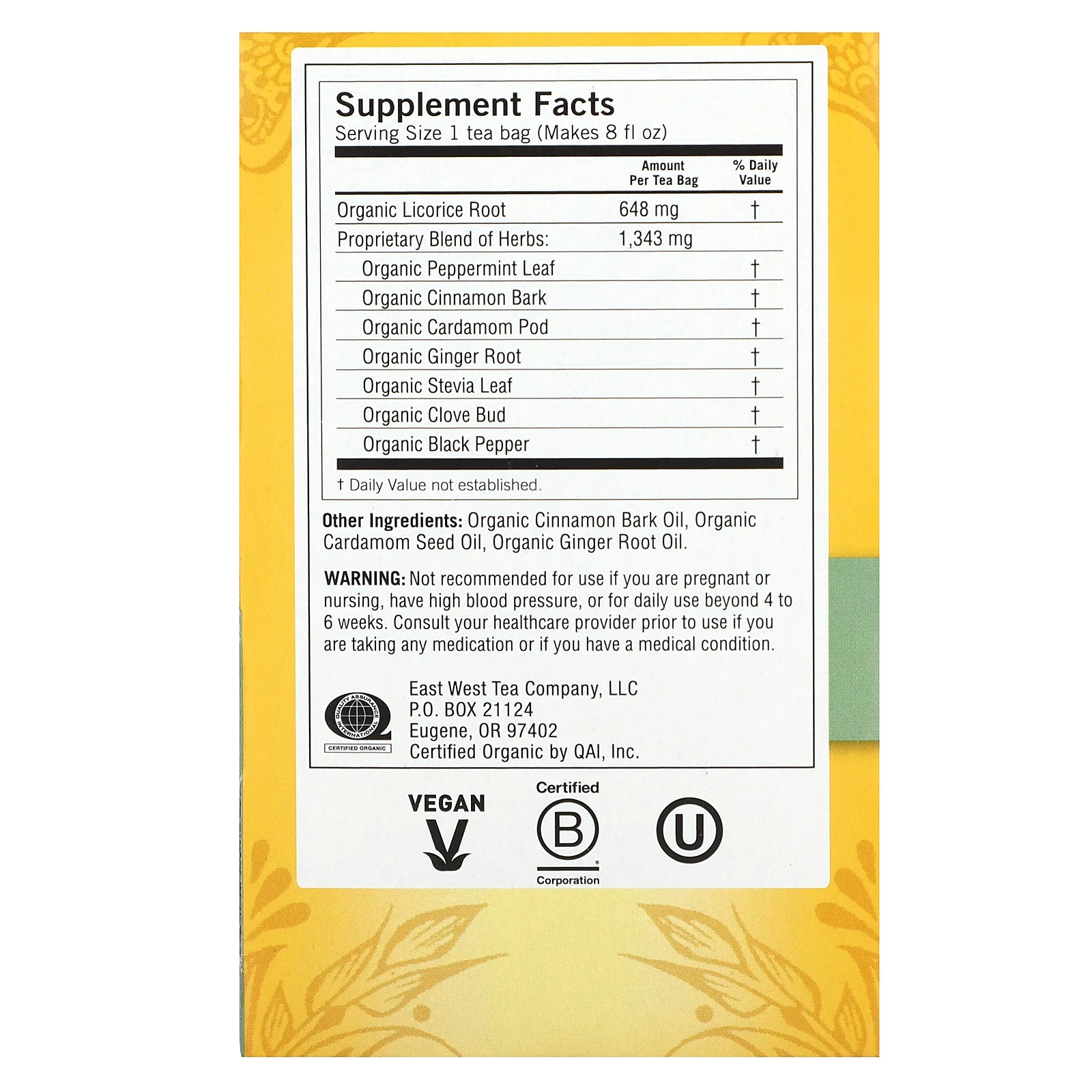 Yogi Tea, египетская солодка и мята, без кофеина, 16 чайных пакетиков, 32 г (1,12 унций)