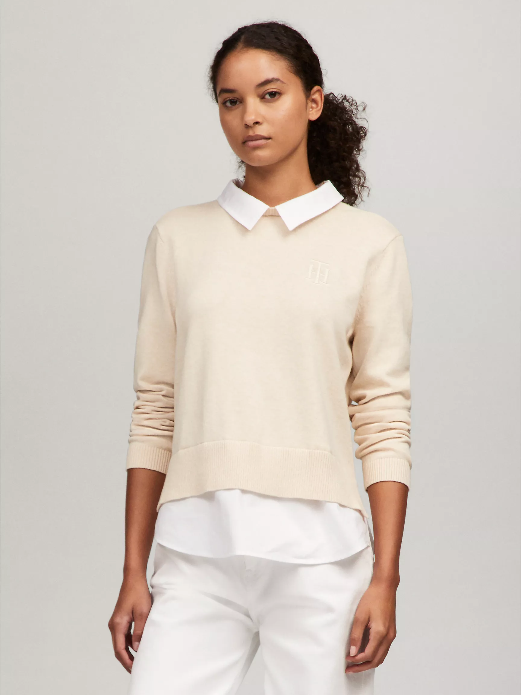 Женский свитер Tommy Hilfiger, Однотонный свитер с эффектом многослойности