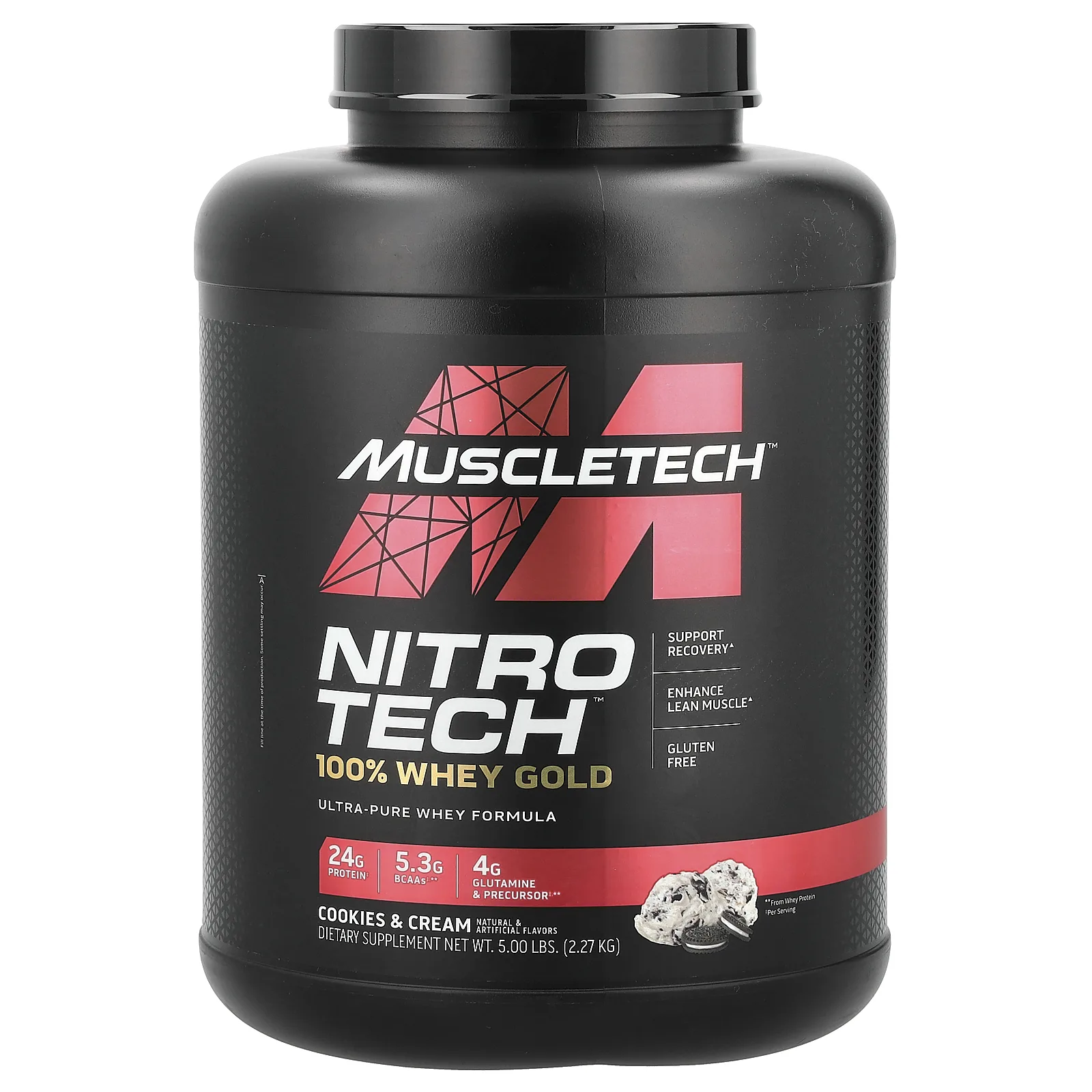 MuscleTech, Nitro Tech, 100% Whey Gold, сывороточный протеин, печенье с кремом, 2,27 кг (5 фунтов)