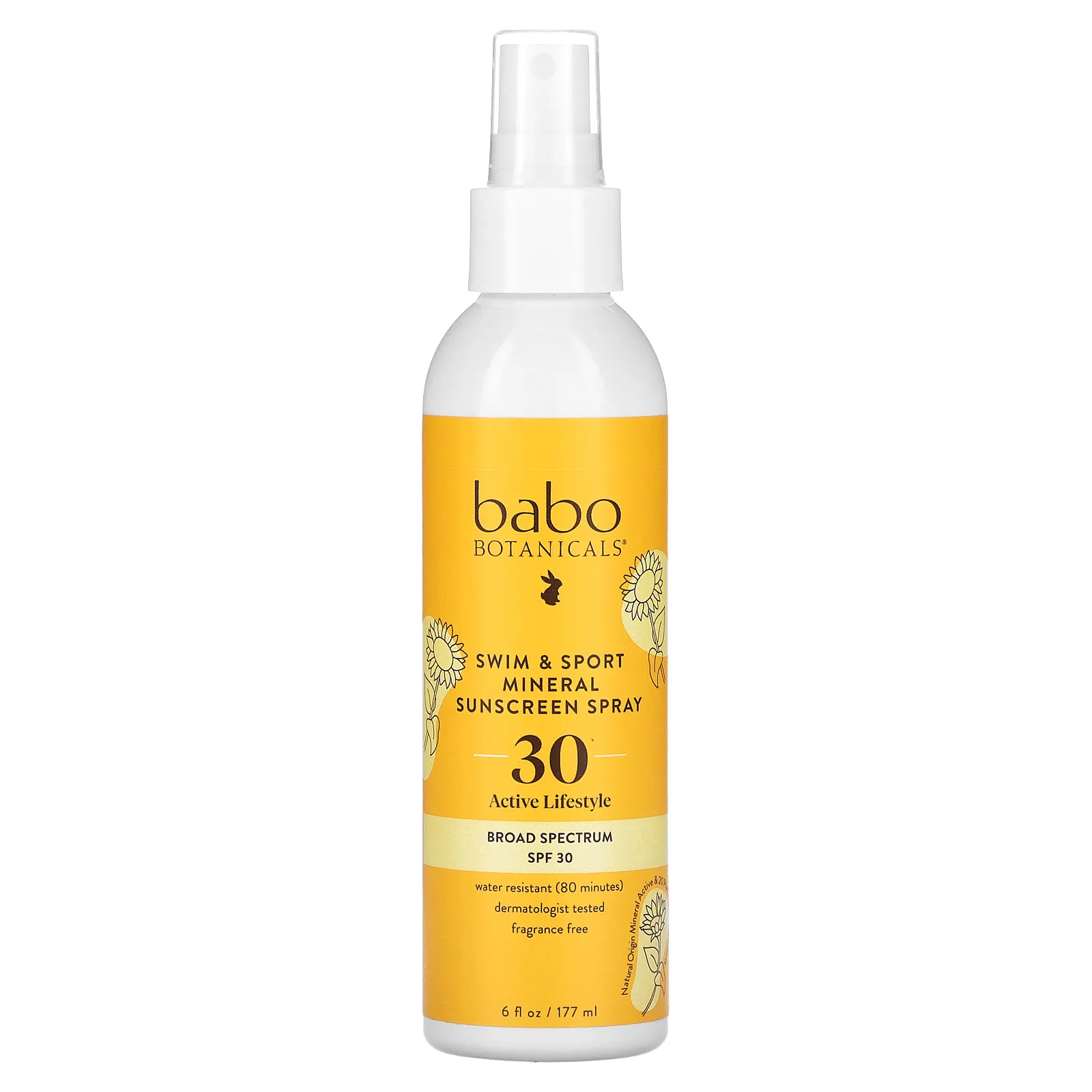 Babo Botanicals, Swim & Sport, солнцезащитный спрей с минералами, SPF 30, 177 мл (6 жидк. Унций)