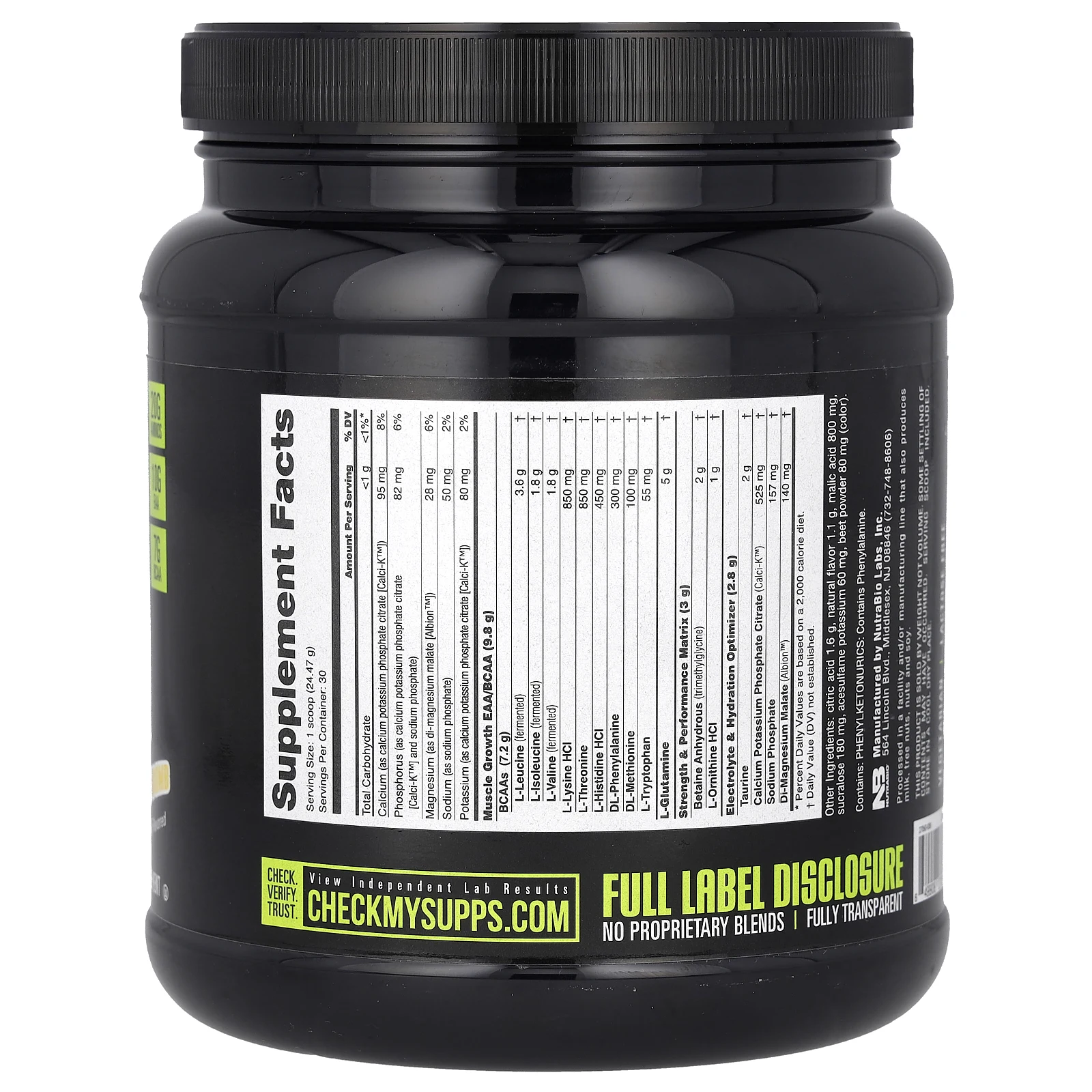 NutraBio, Intra Blast, заряд аминокислот для восстановления после тренировки, клубника с лимоном, 740 г