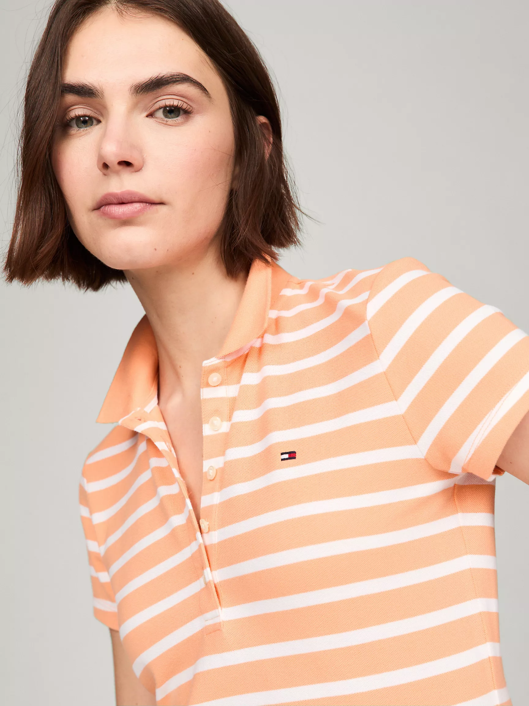 Женское платье Tommy Hilfiger, Приталенное полосатое эластичное платье-поло