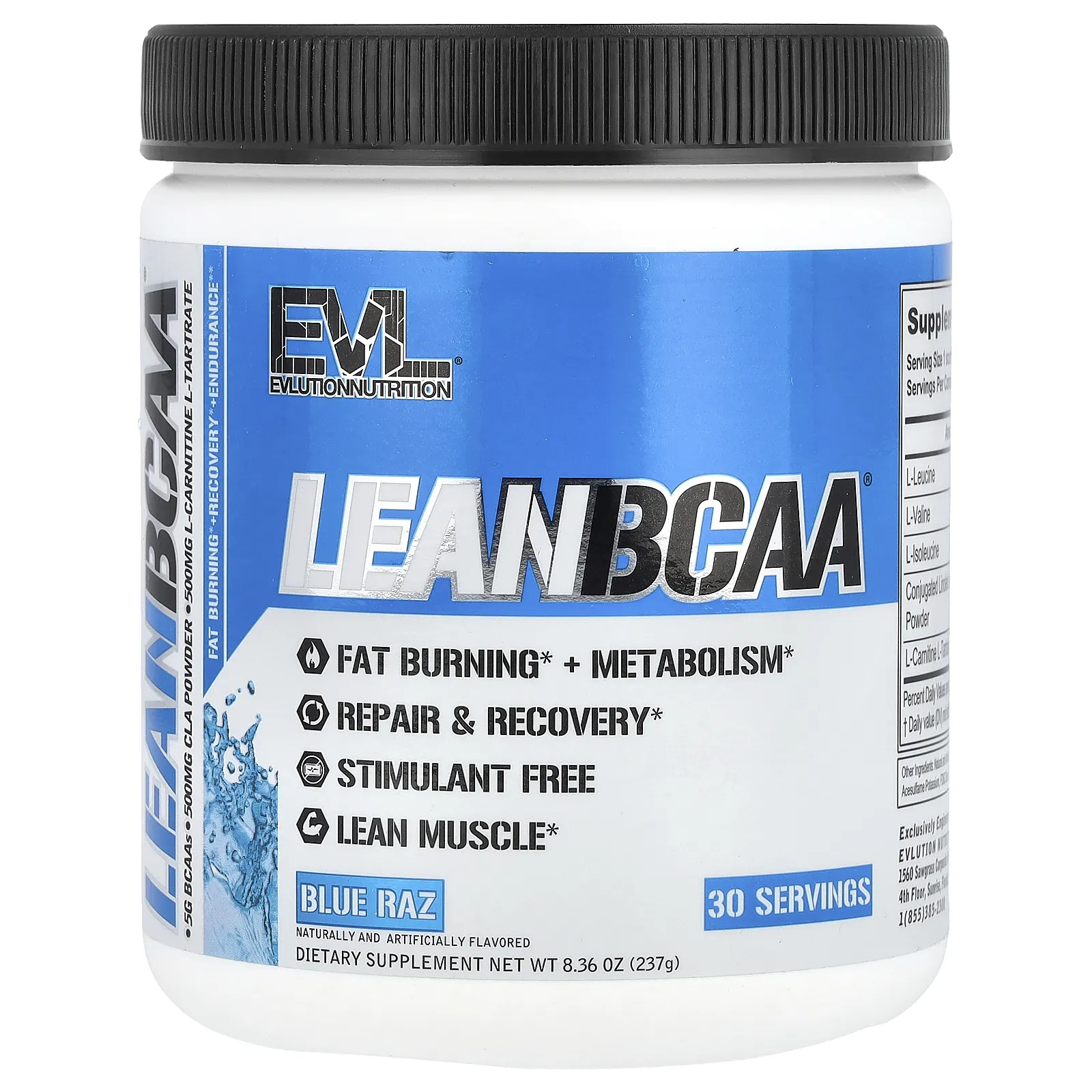 EVLution Nutrition, Lean BCAA, Blue Raz, 237 г (8,36 унции)