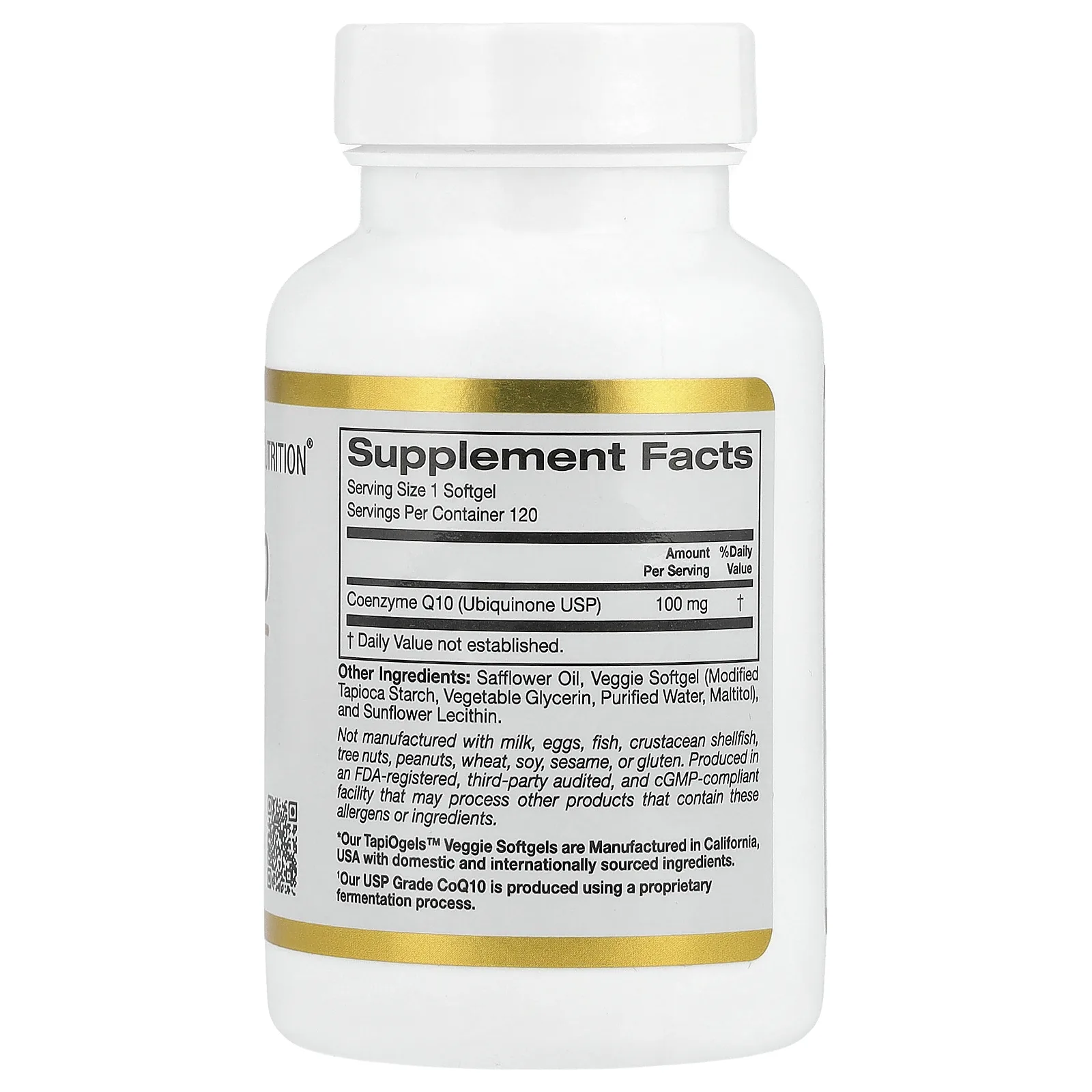 California Gold Nutrition, коэнзим Q10, 100 мг, 120 растительных капсул