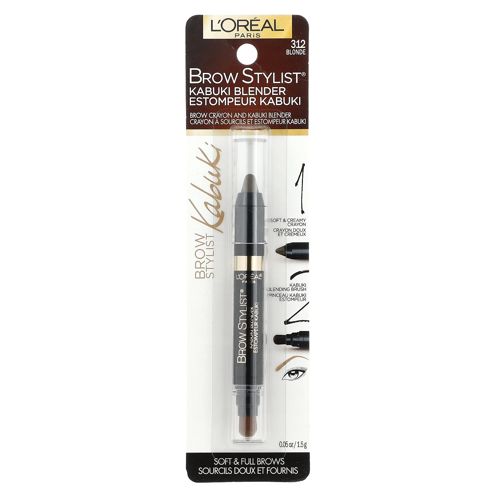 L'Oréal, Brow Stylist, кондиционер для бровей, оттенок 312 блонд, 1,5 г (0,05 унции)