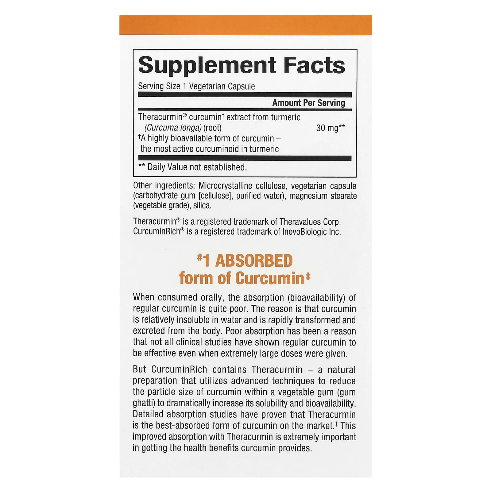 Natural Factors, CurcuminRich, Theracurmin, куркумин, 120 растительных капсул