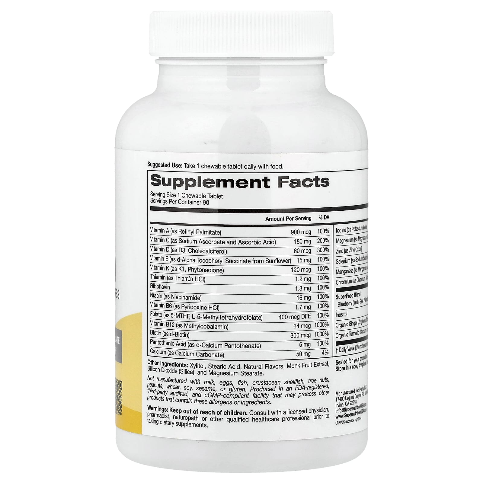 Super Nutrition, SimplyOne®, жевательные мультивитамины и поддерживающие травы для мужчин старше 50 лет, вкус ягод, 90 жевательных таблеток