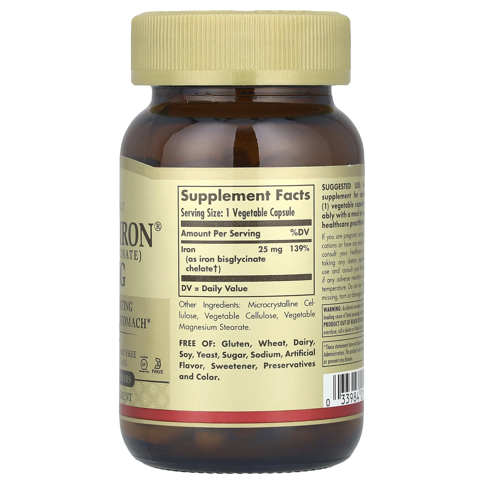 Solgar, Gentle Iron, 25 мг, 90 растительных капсул