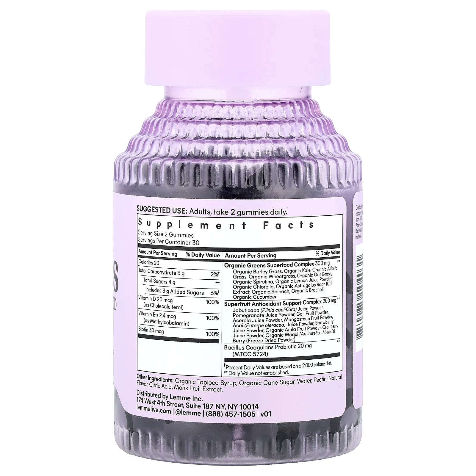 Lemme, Greens, суперфуды для ежедневного приема, со вкусом ягод и зелени, 60 жевательных таблеток