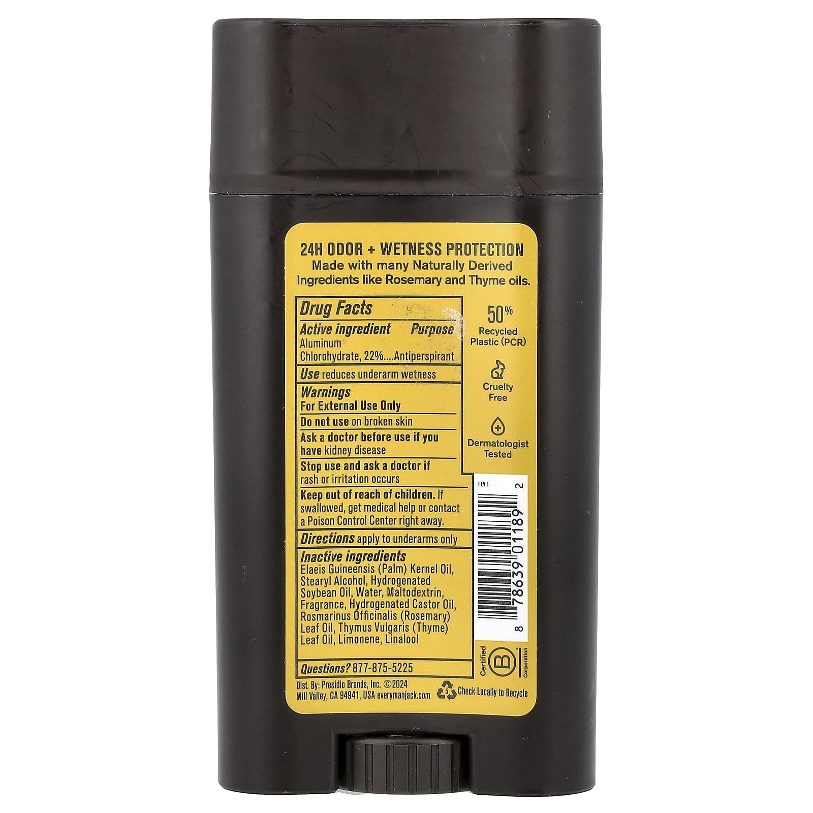 Every Man Jack, антиперспирант и дезодорант, сандаловое дерево, 73 г (2,6 унции)