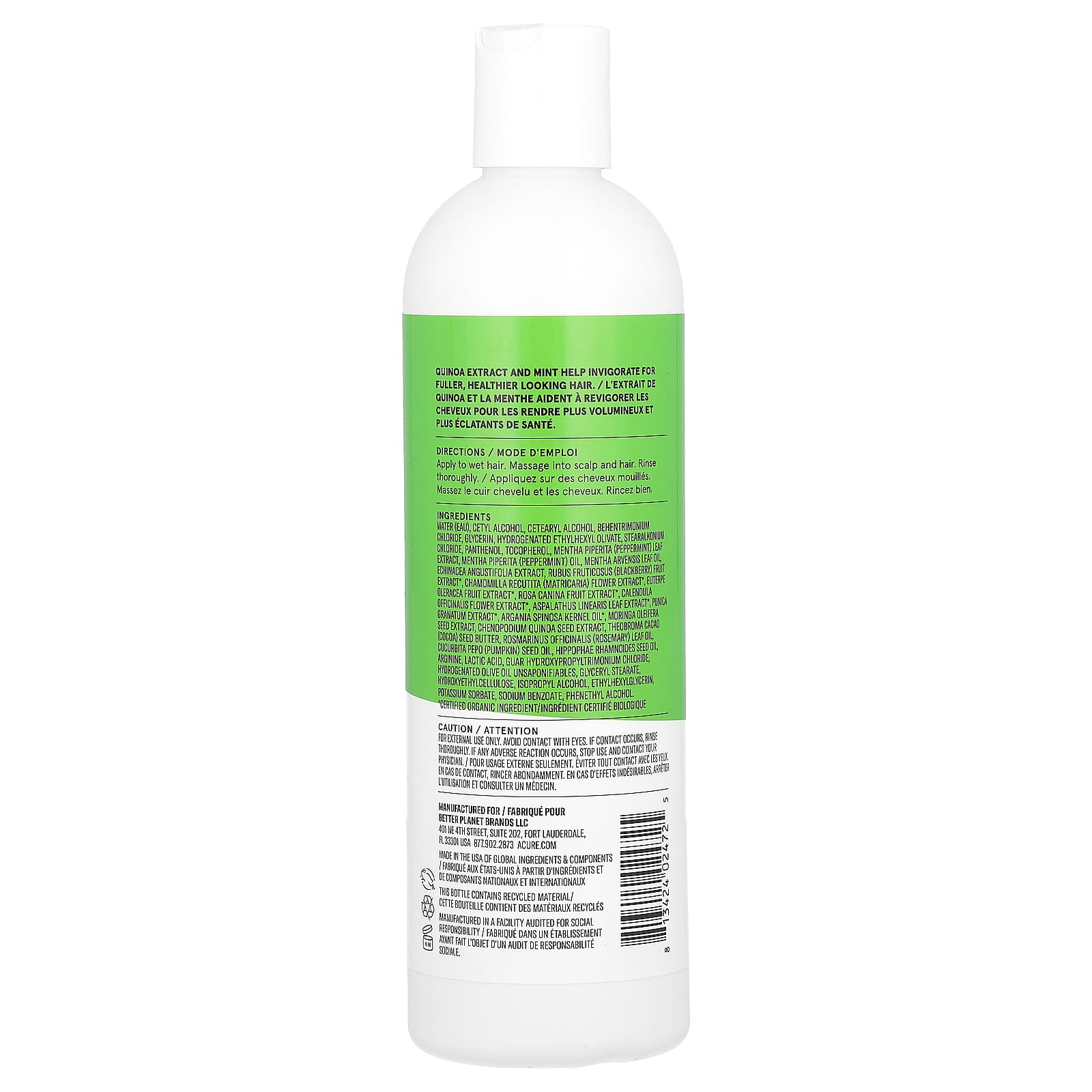 ACURE, кондиционер для омоложения и ускорения, для всех типов волос, с экстрактом мяты и киноа, 354 мл (12 жидк. унций)