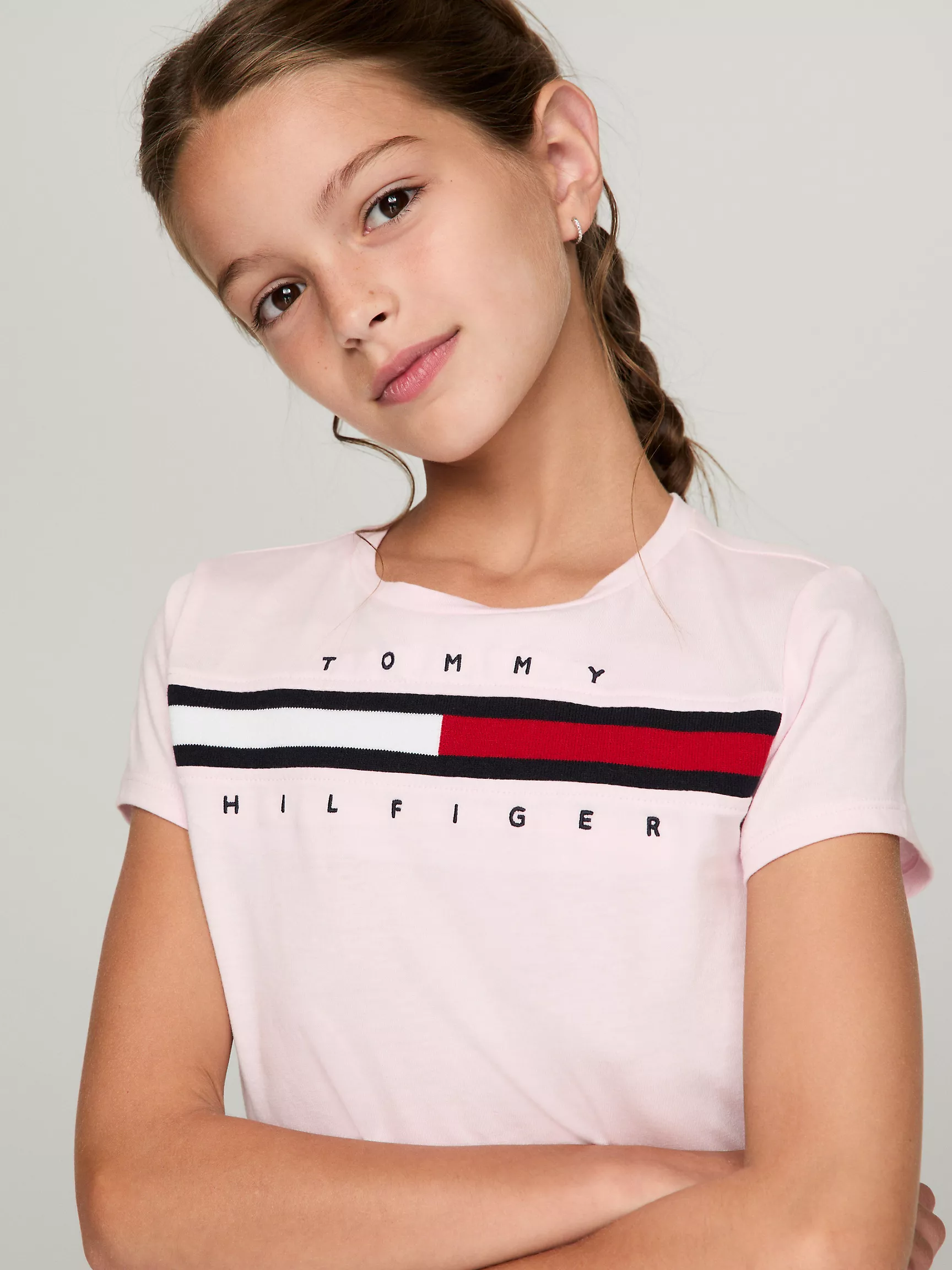 Футболка для девочек Tommy Hilfiger, Детская футболка с флаговыми полосками