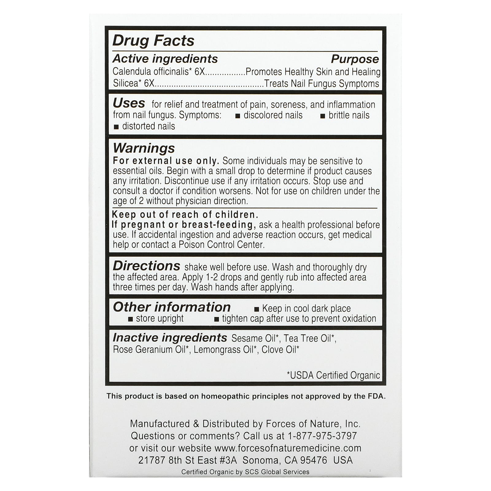 Forces of Nature, грибок ногтей, органическое растительное средство, 5 мл (0,17 жидк. унции)