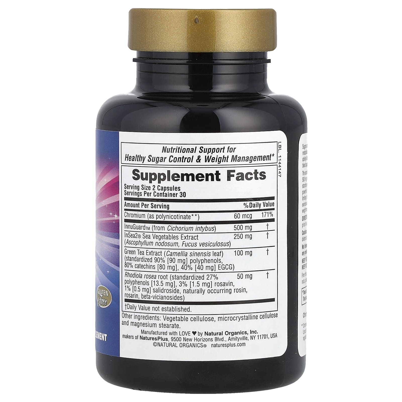 NaturesPlus, Sugar Armor, добавка для контроля сахара, 60 вегетарианских капсул