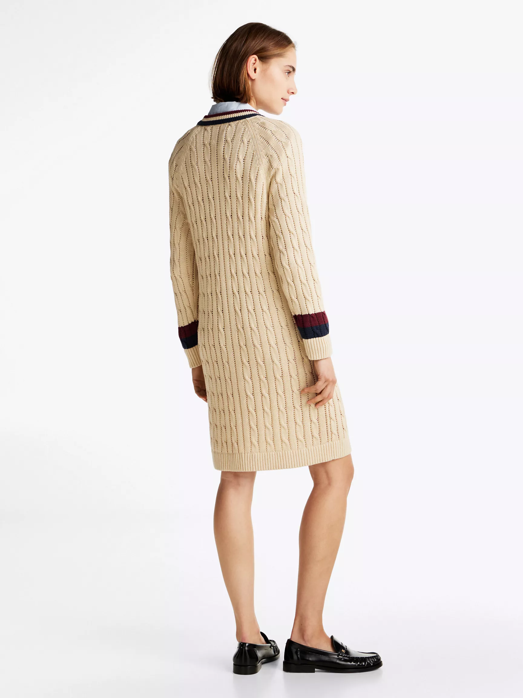Женское платье Tommy Hilfiger, Вязаное платье-свитер с узором "косы" и университетским стилем