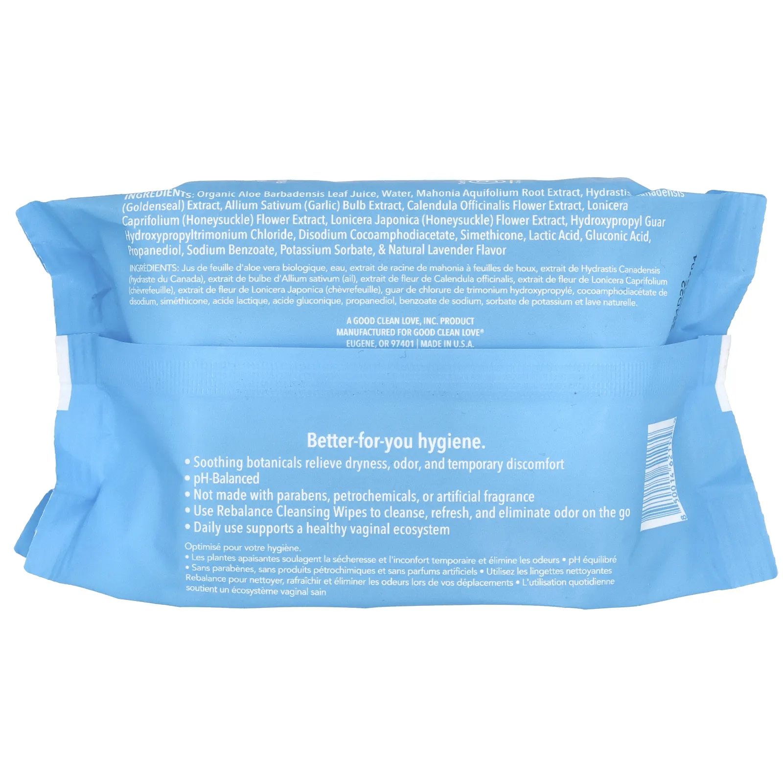 Good Clean Love, Rebalance, персональные увлажняющие и очищающие салфетки, без отдушек, 30 салфеток из лиоцелла