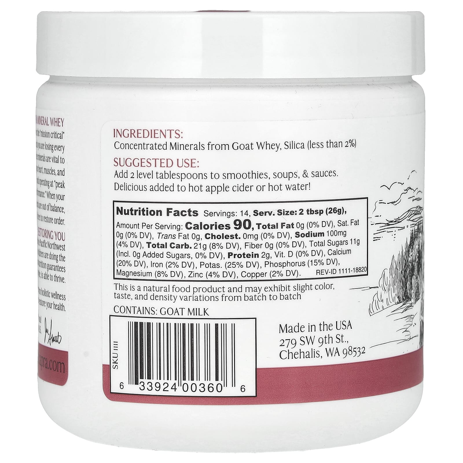 Mt. Capra, Минеральная козья сыворотка, 12.7 унций (360 г)