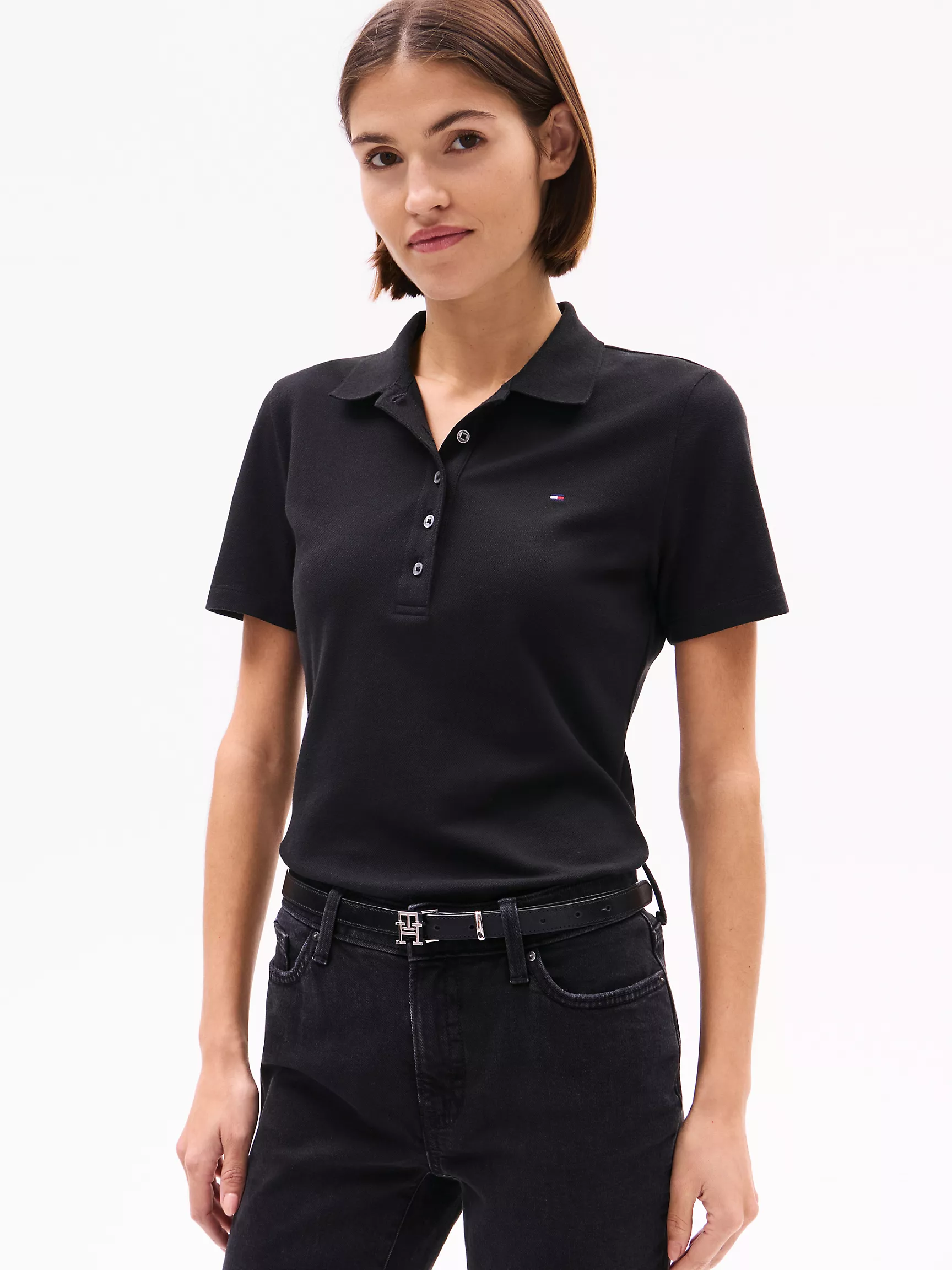 Женское поло Tommy Hilfiger, Эластичное хлопковое поло