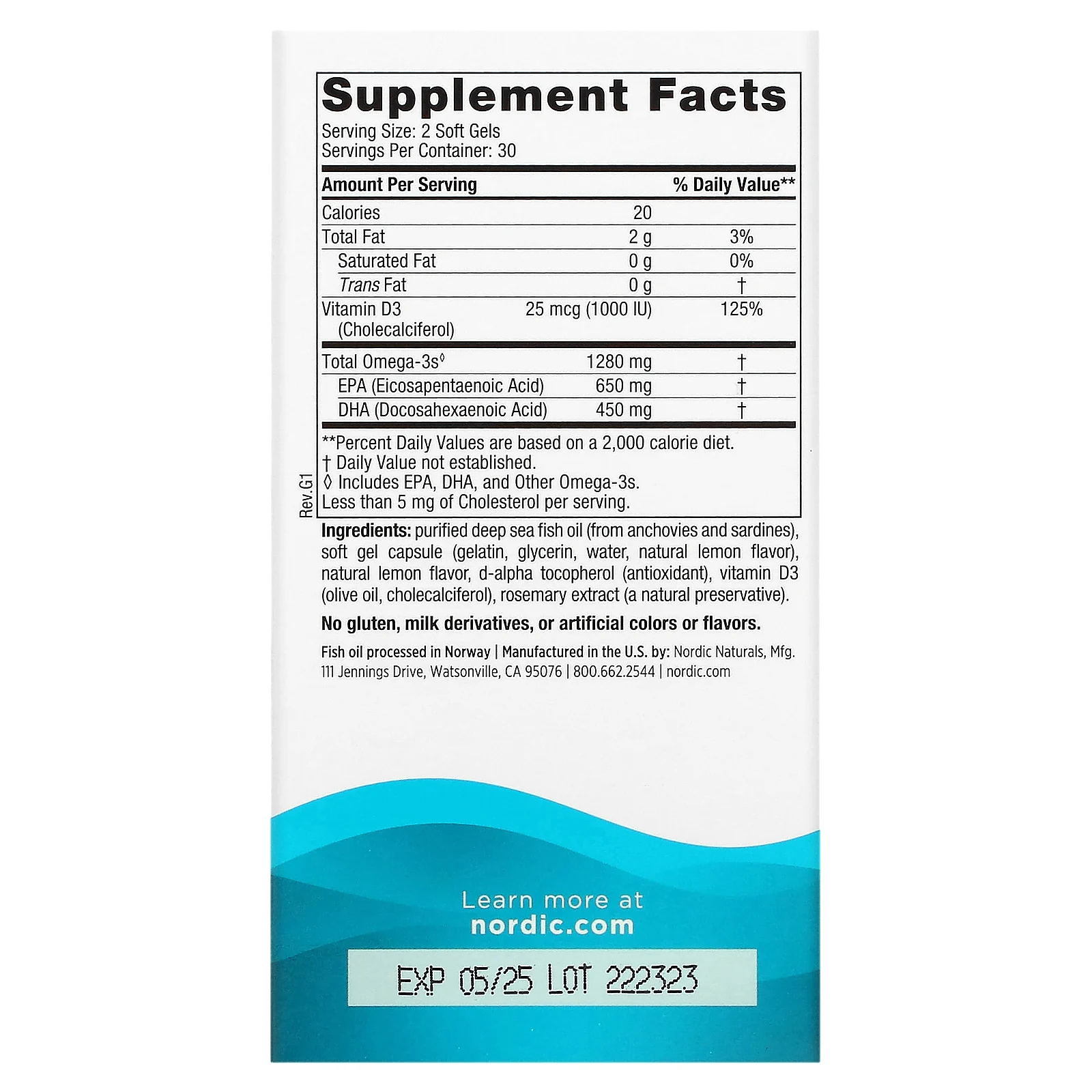 Nordic Naturals, Ultimate Omega-D3, витамин D3 со вкусом лимона, 60 капсул