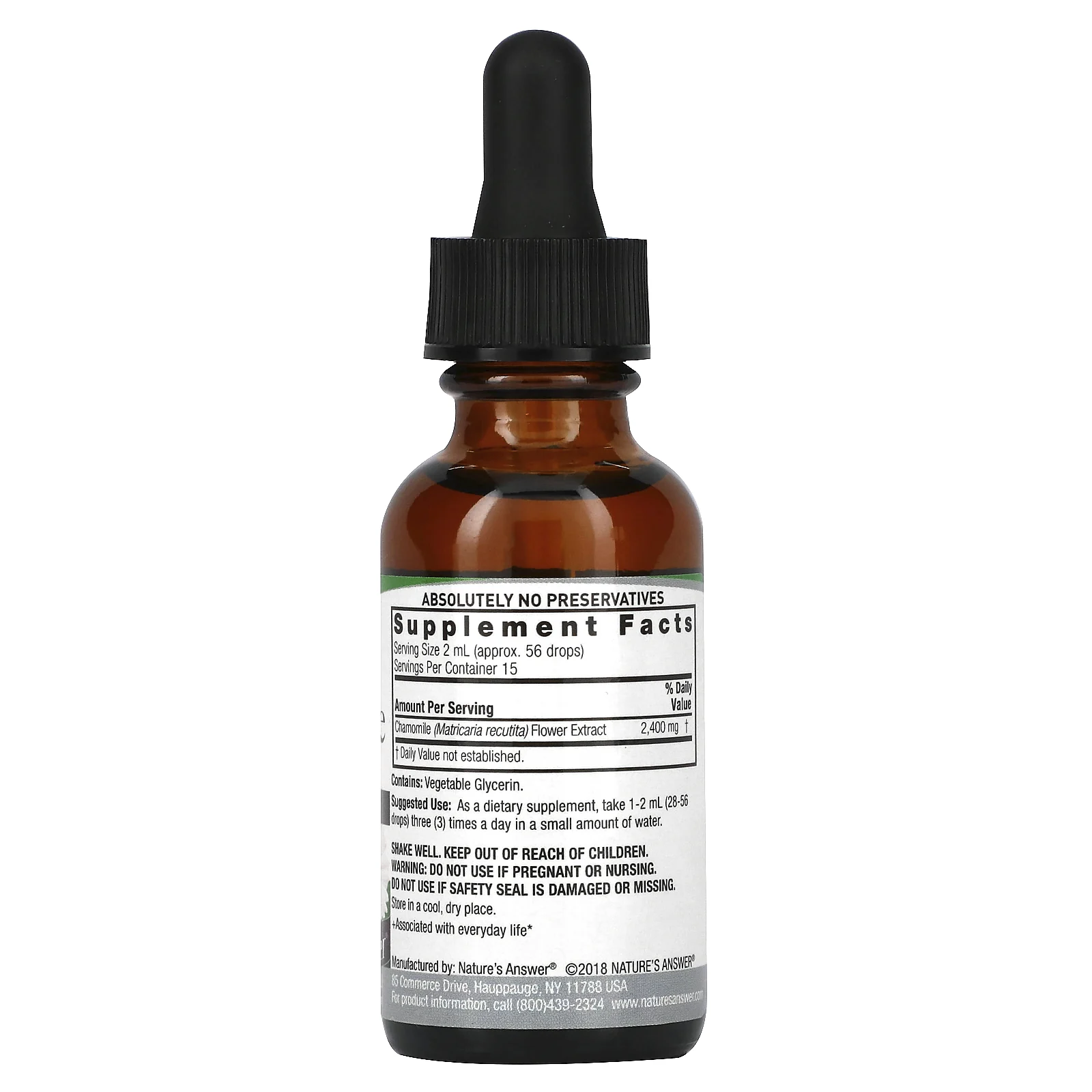 Nature's Answer, экстракт ромашки, без спирта, 2400 мг, 30 мл (1 жидк. унция) (1200 мг в 1 мл)
