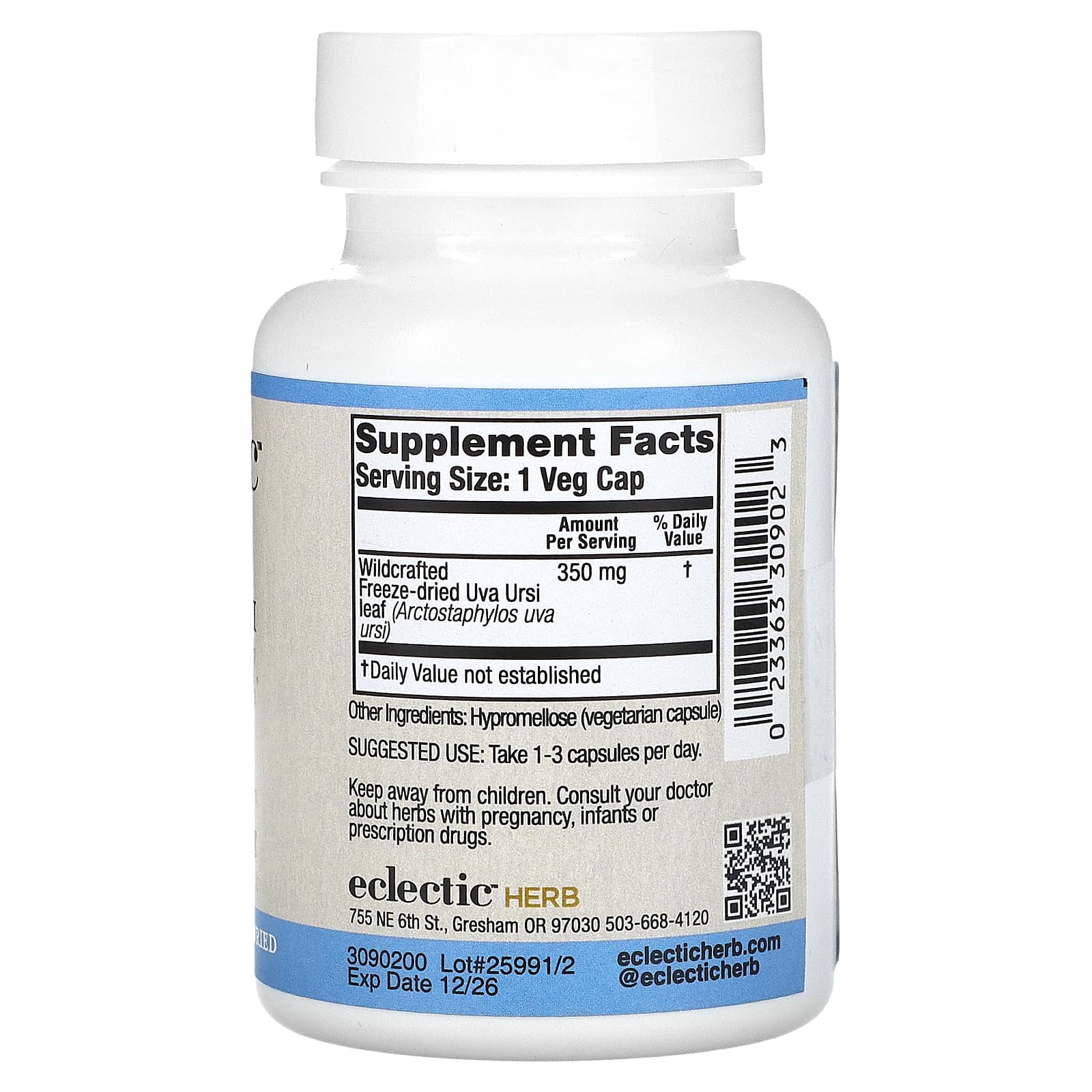 Eclectic Herb, необработанная свежая сублимированная толокнянка обыкновенная, 350 мг, 90 растительных капсул без ГМО