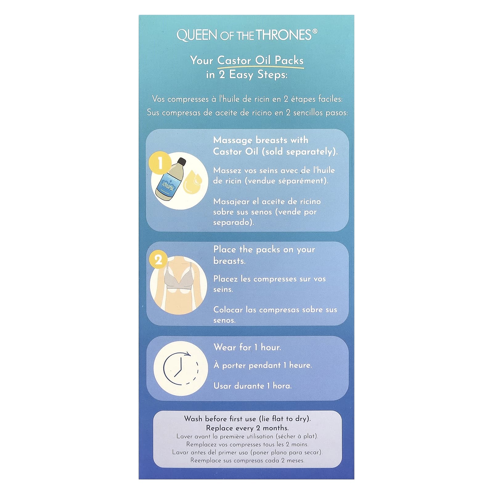 Queen of the Thrones, Касторовое масло, для маленькой груди, 2 шт.