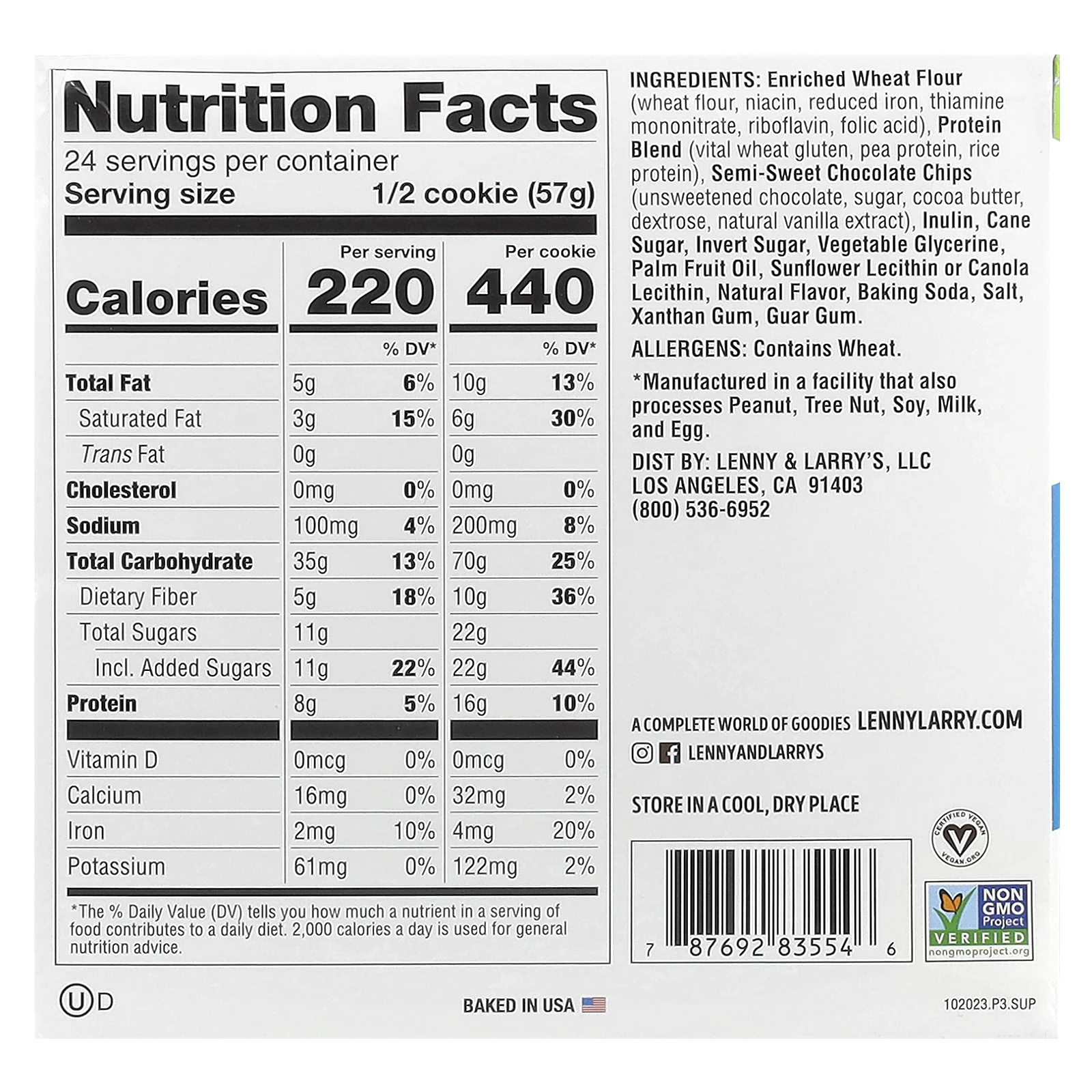 Lenny & Larry's, The COMPLETE Cookie, шоколадная крошка, 12 печений, 113 г (4 унции)