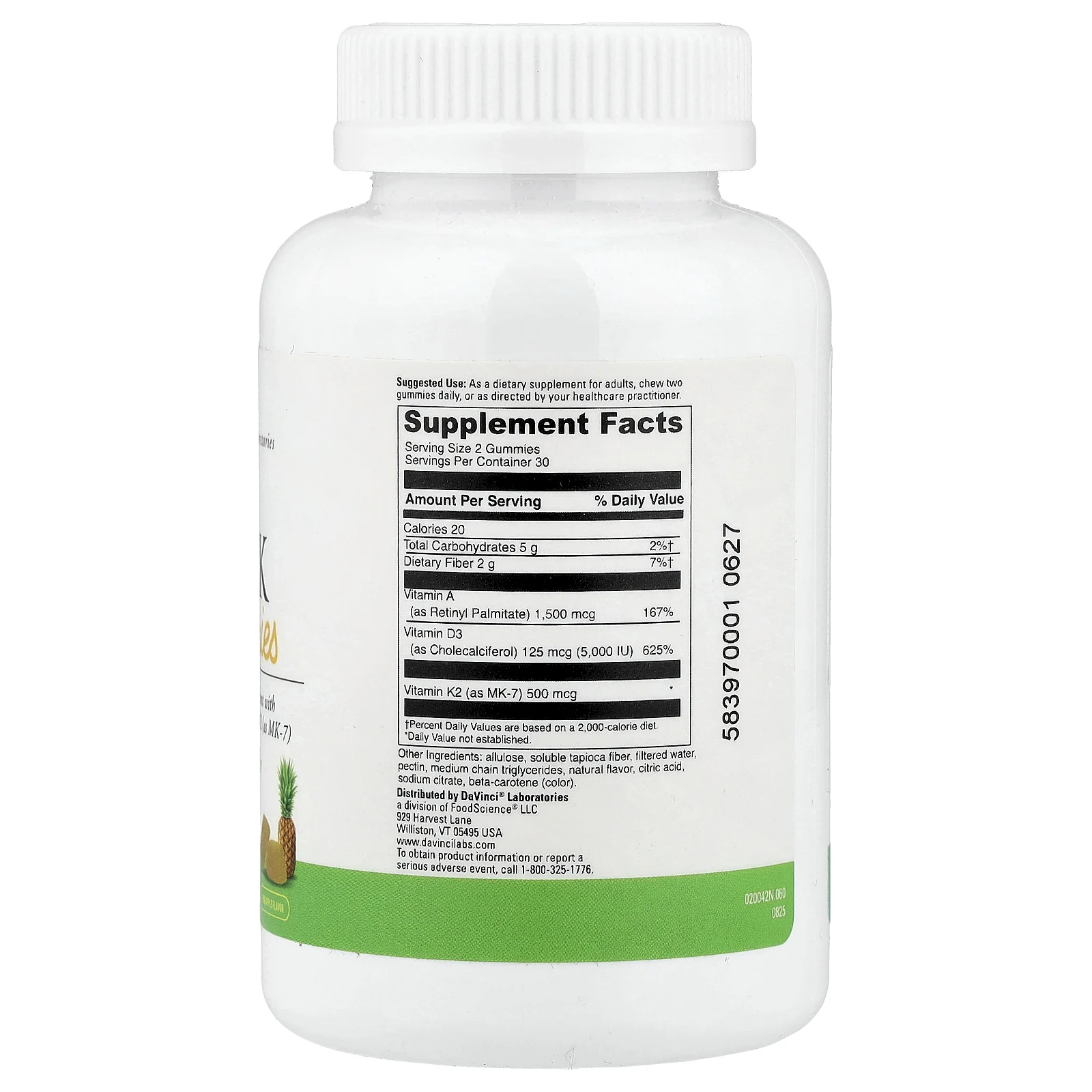 DaVinci Laboratories, ADK, жевательные таблетки, со вкусом ананаса, 60 шт.