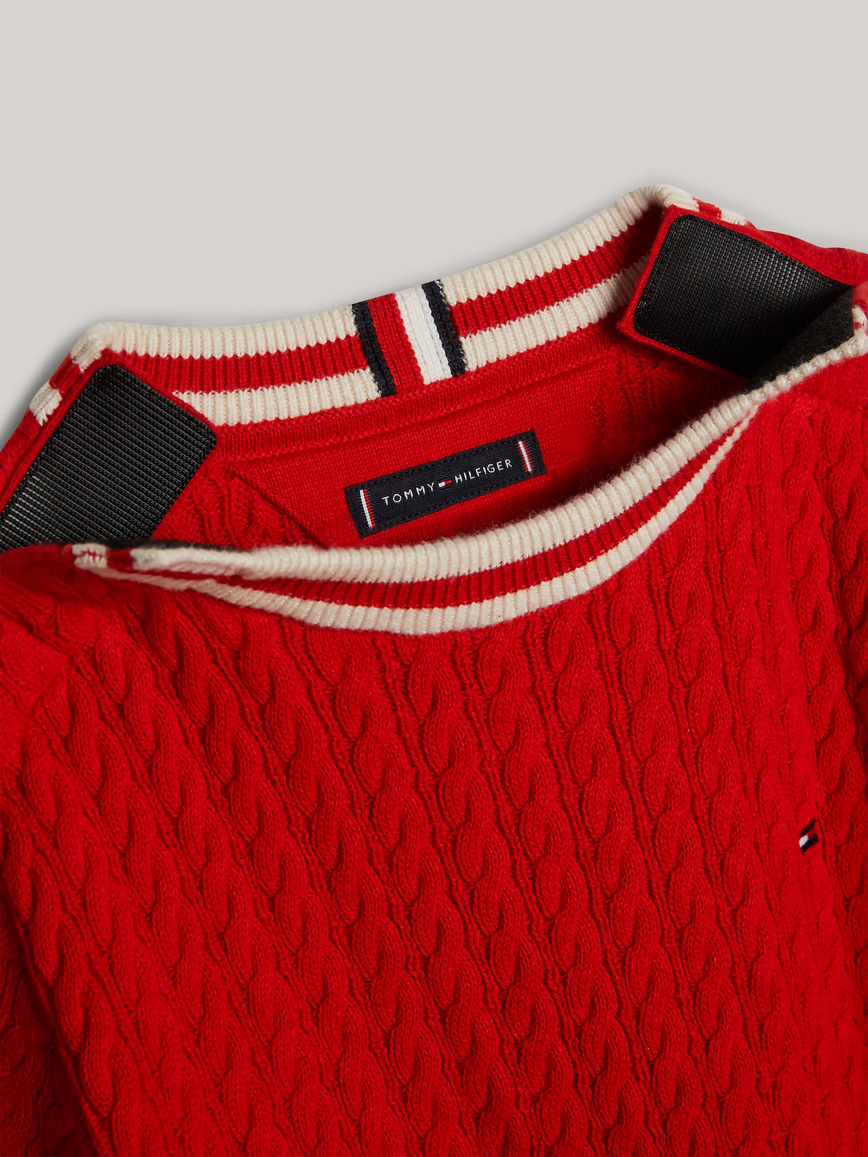 Свитер для мальчика Tommy Hilfiger, Детский вязаный свитер с узором "косы" и круглым вырезом