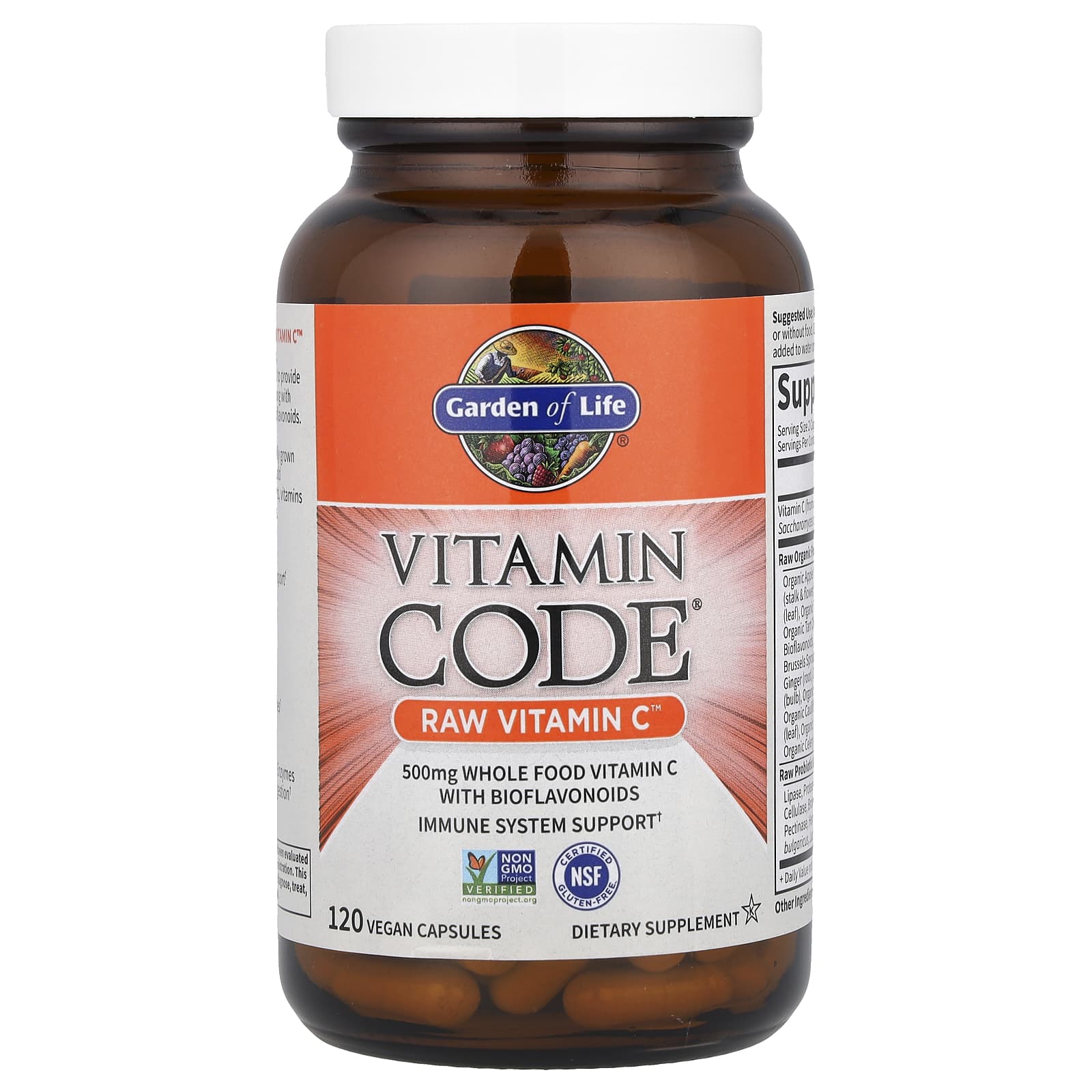 Garden of Life, Vitamin Code, витамин C RAW, 250 мг, 120 веганских капсул