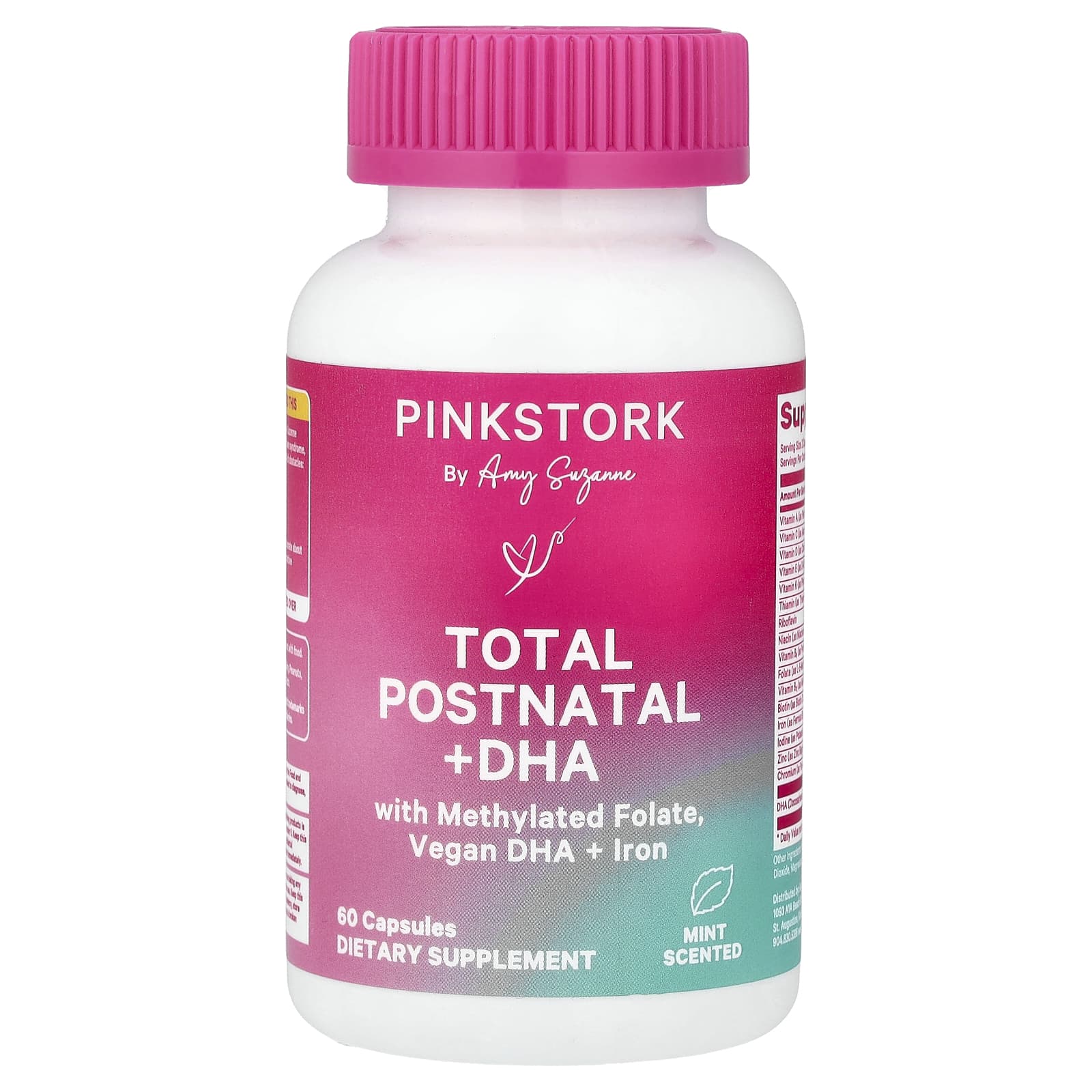 Pink Stork, Total Postnatal + ДГК, мята, 60 капсул