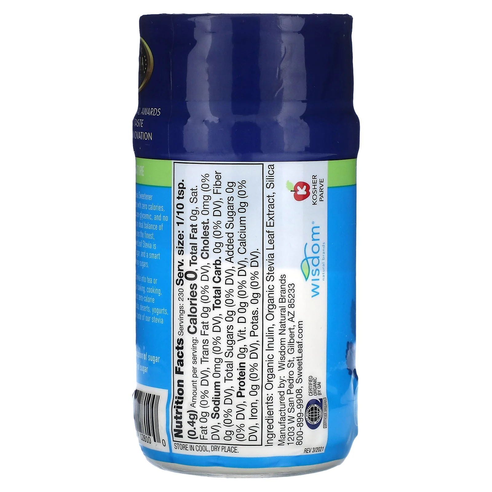 Wisdom Natural, Органический подсластитель на основе стевии, 92 г (3,2 унции)