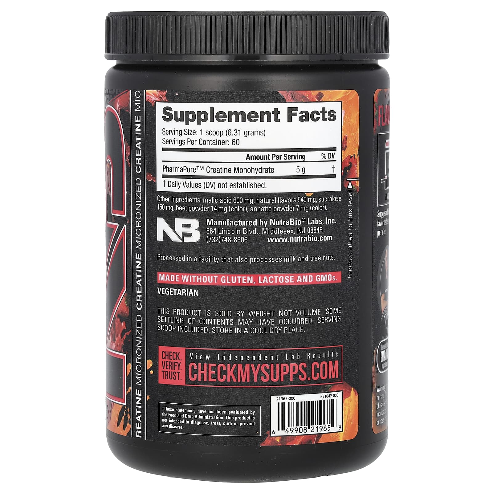 NutraBio, Micronized Creatine Burst, фруктовый пунш Island Splash, 379 г (0,83 фунта)