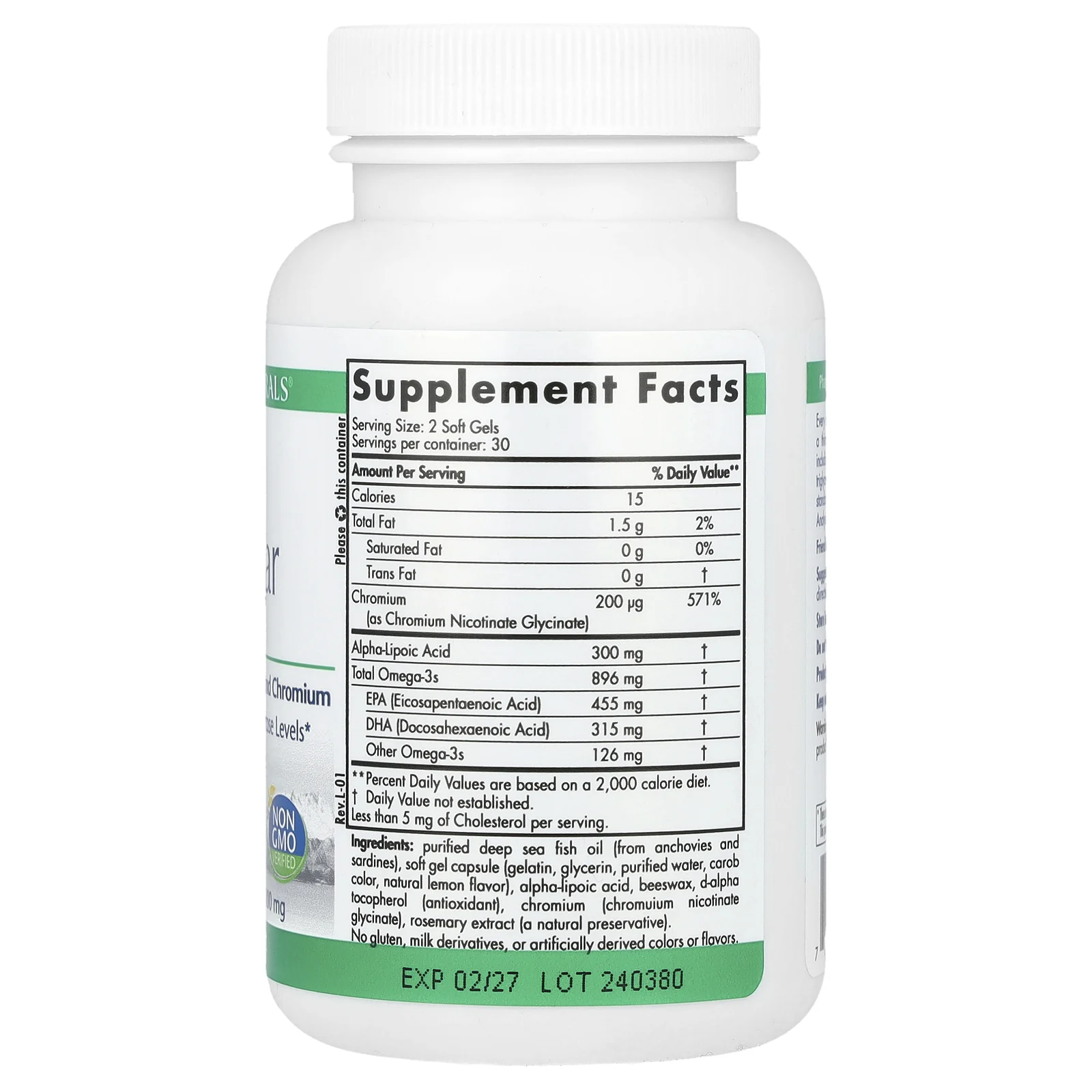 Nordic Naturals, ProOmega Blood Sugar, добавка для поддержания нормального уровня сахара в крови, 1000 мг, 60 капсул