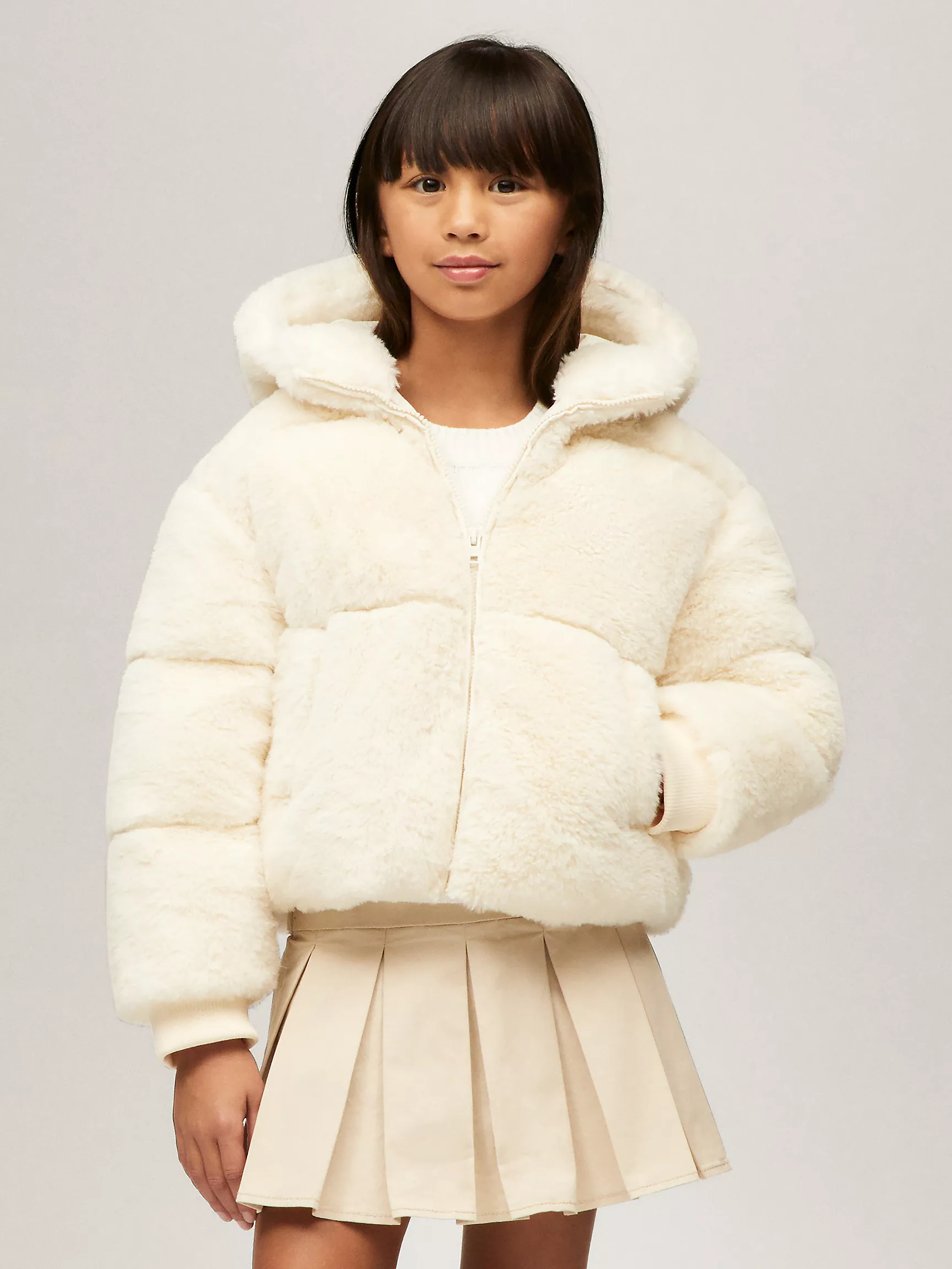 Куртка для девочки Tommy Hilfiger, Детская плюшевая куртка с капюшоном